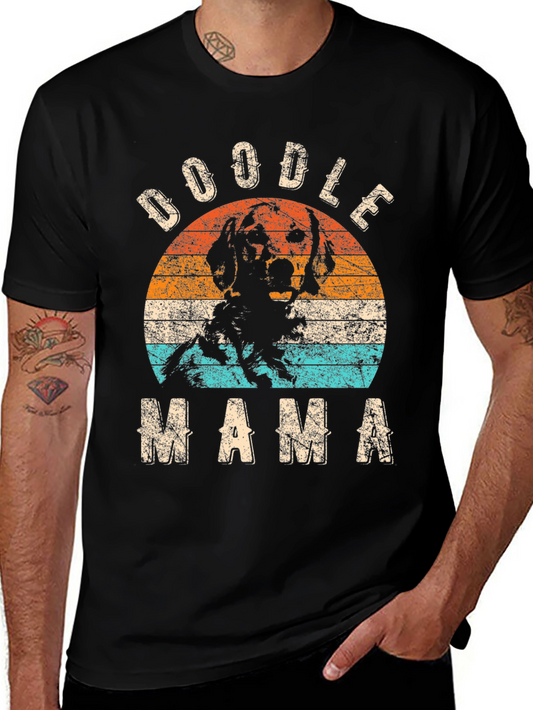 Doodle Mama Vintage Style Graphic Tee - Black Cotton T-Shirt