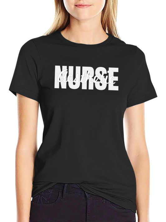Nurse Aesthetic Graphic Tee - Black Cotton T-Shirt