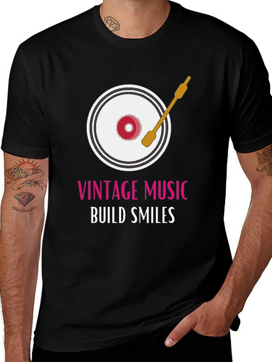 Vintage Music Smiles Graphic T-Shirt