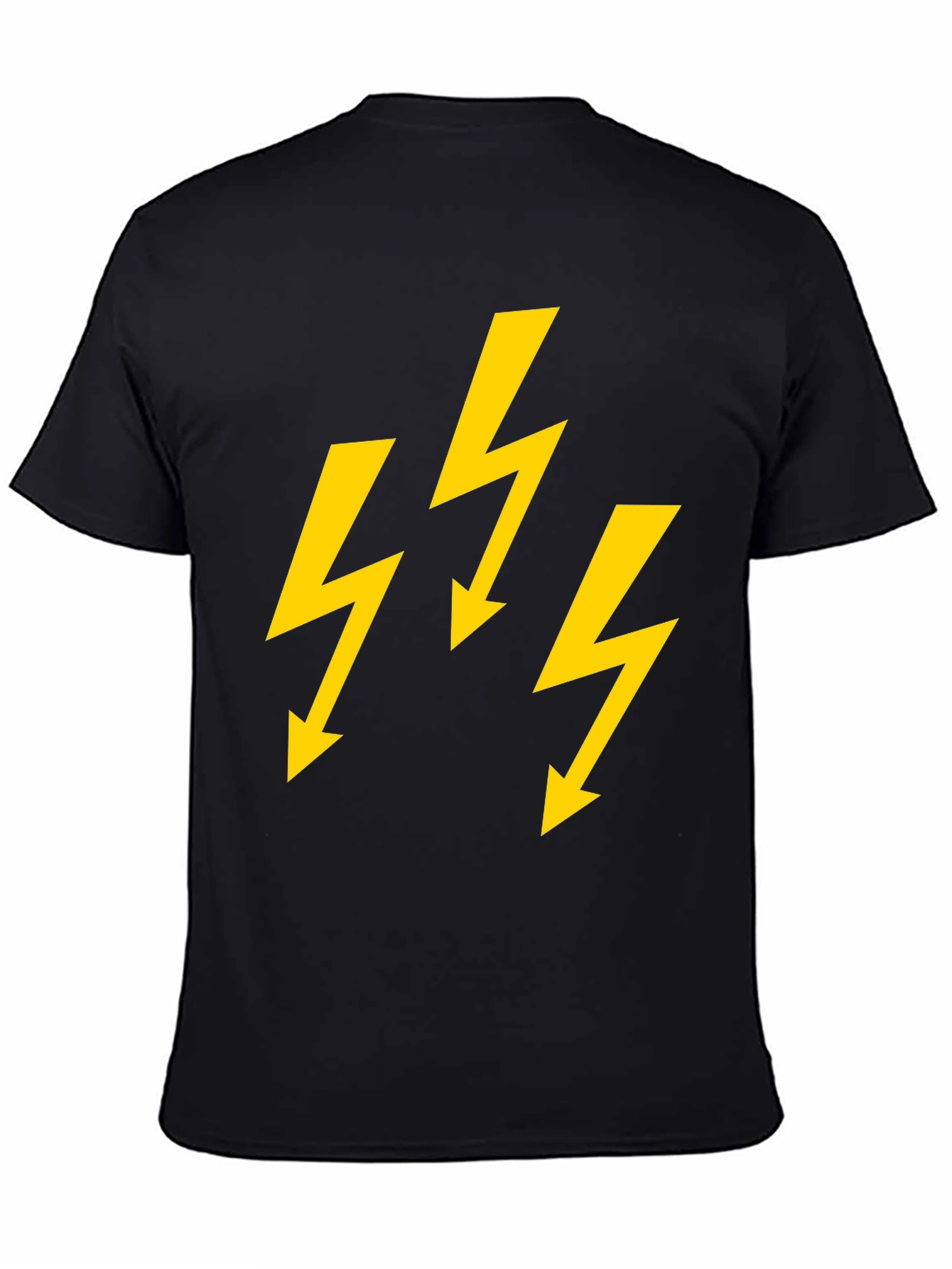 Bold Lightning Bolt Graphic Tee - Black Cotton