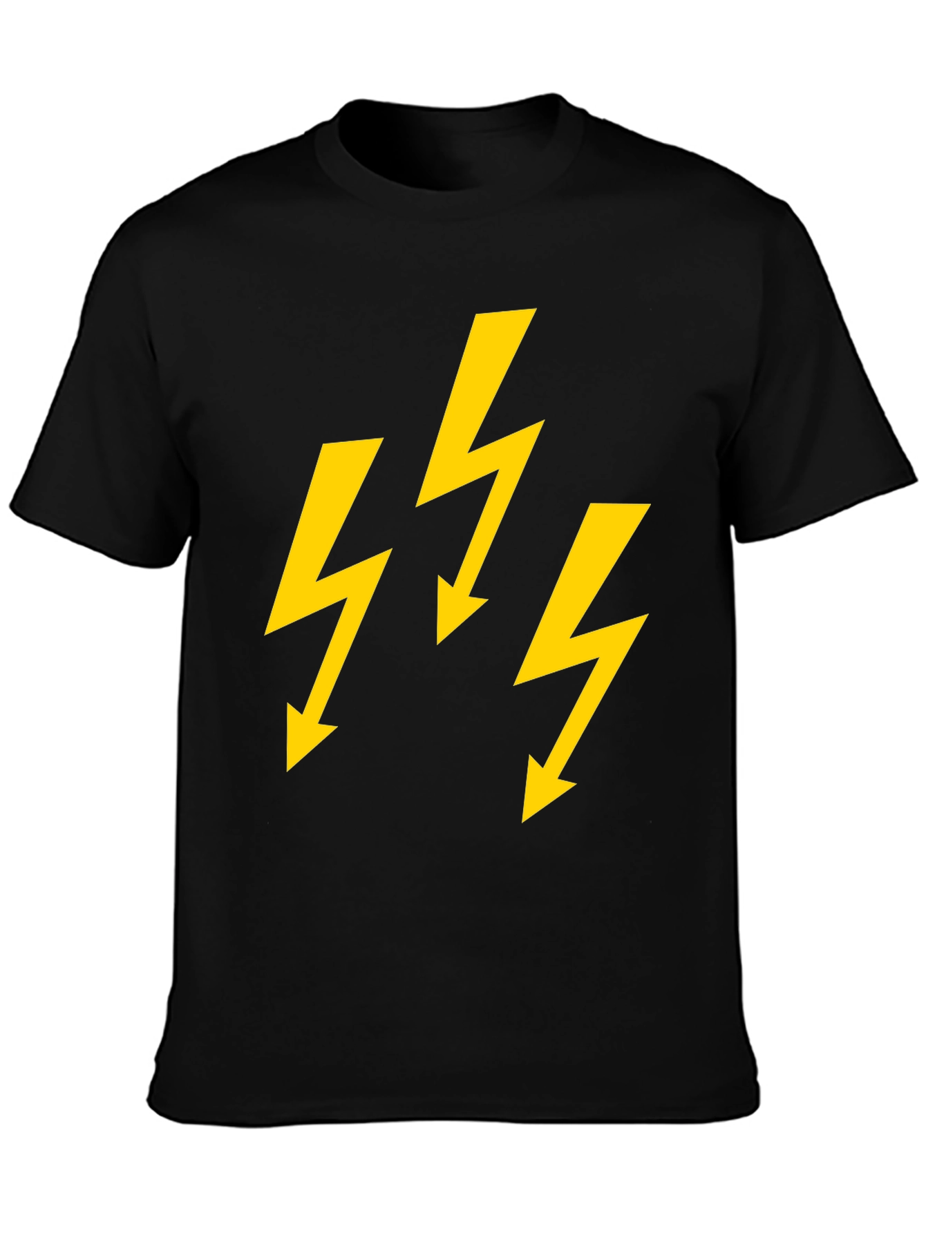Bold Lightning Bolt Graphic Tee - Black Cotton