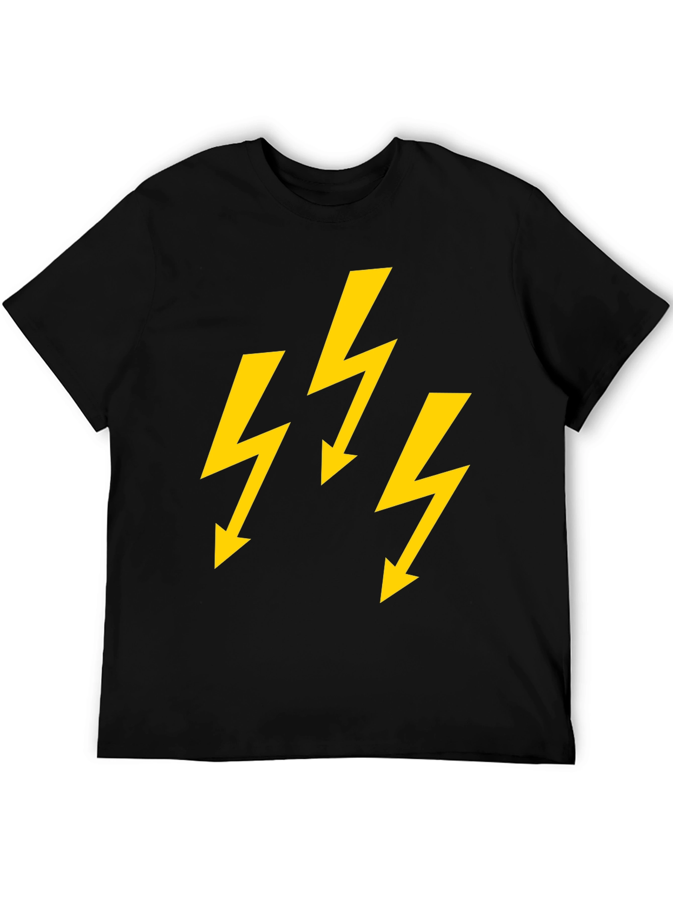 Bold Lightning Bolt Graphic Tee - Black Cotton