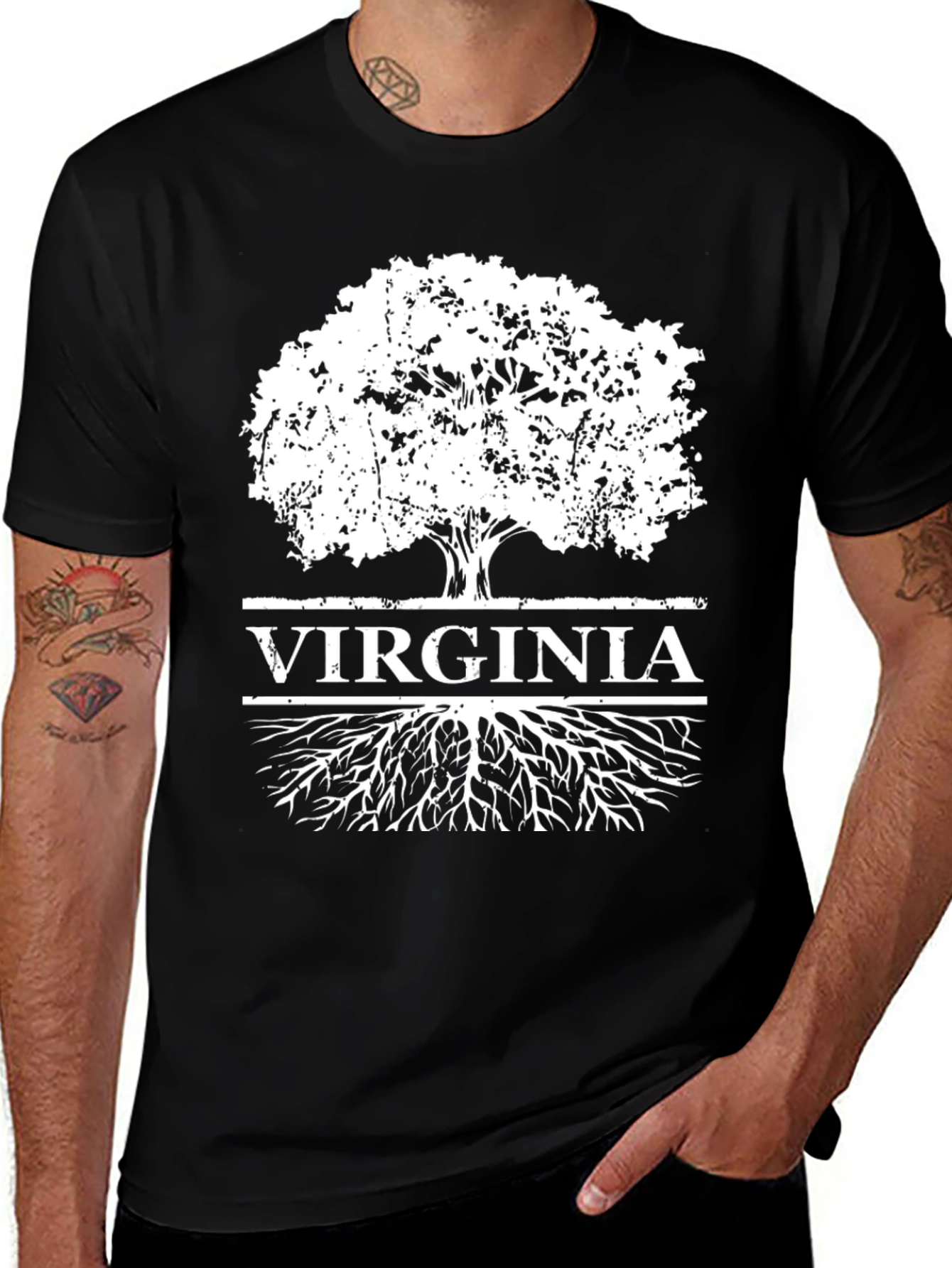 Virginia Roots Tree Black T-Shirt