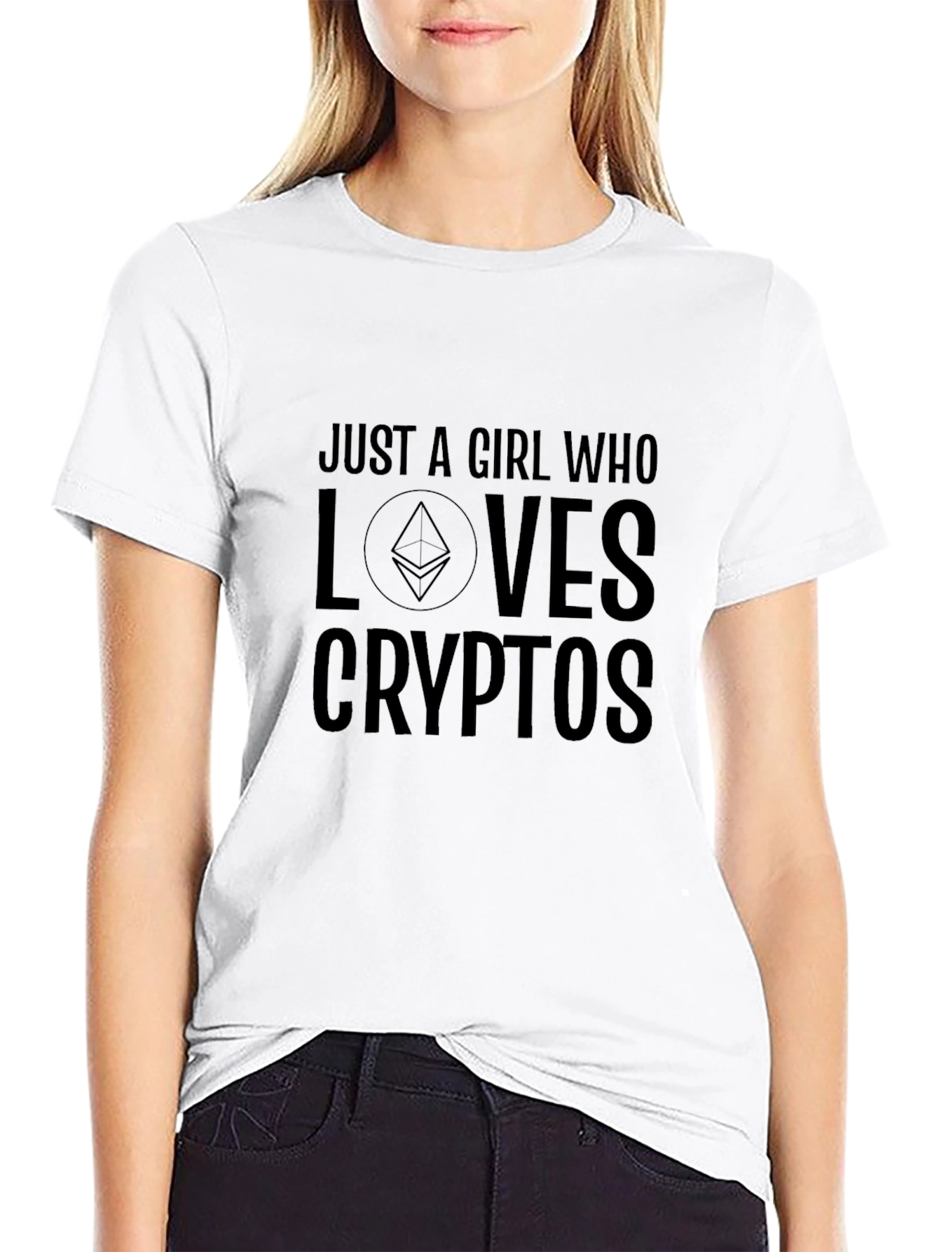 Just A Girl Who Loves Crypto Black T-Shirt