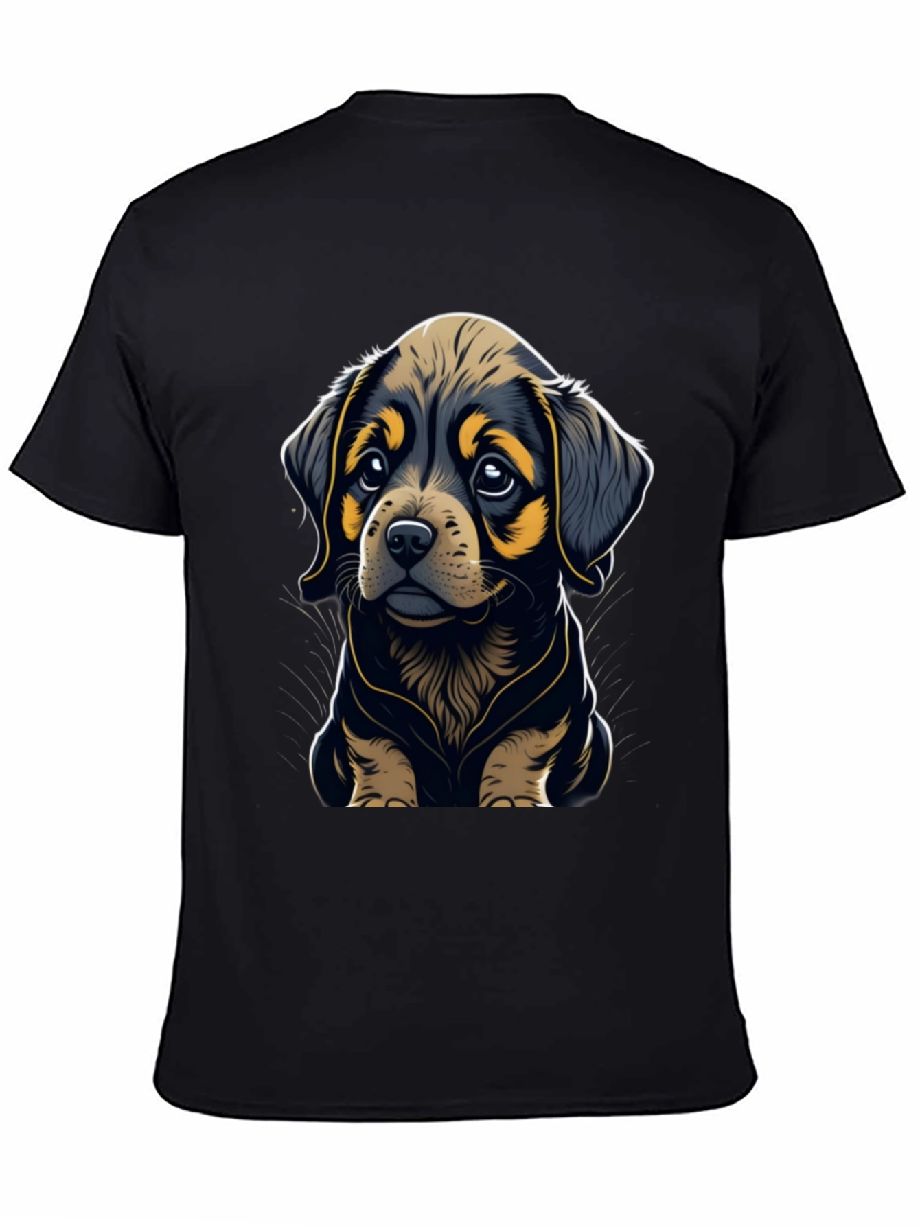 Cute Puppy Graphic Tee - Black Soft Cotton Blend
