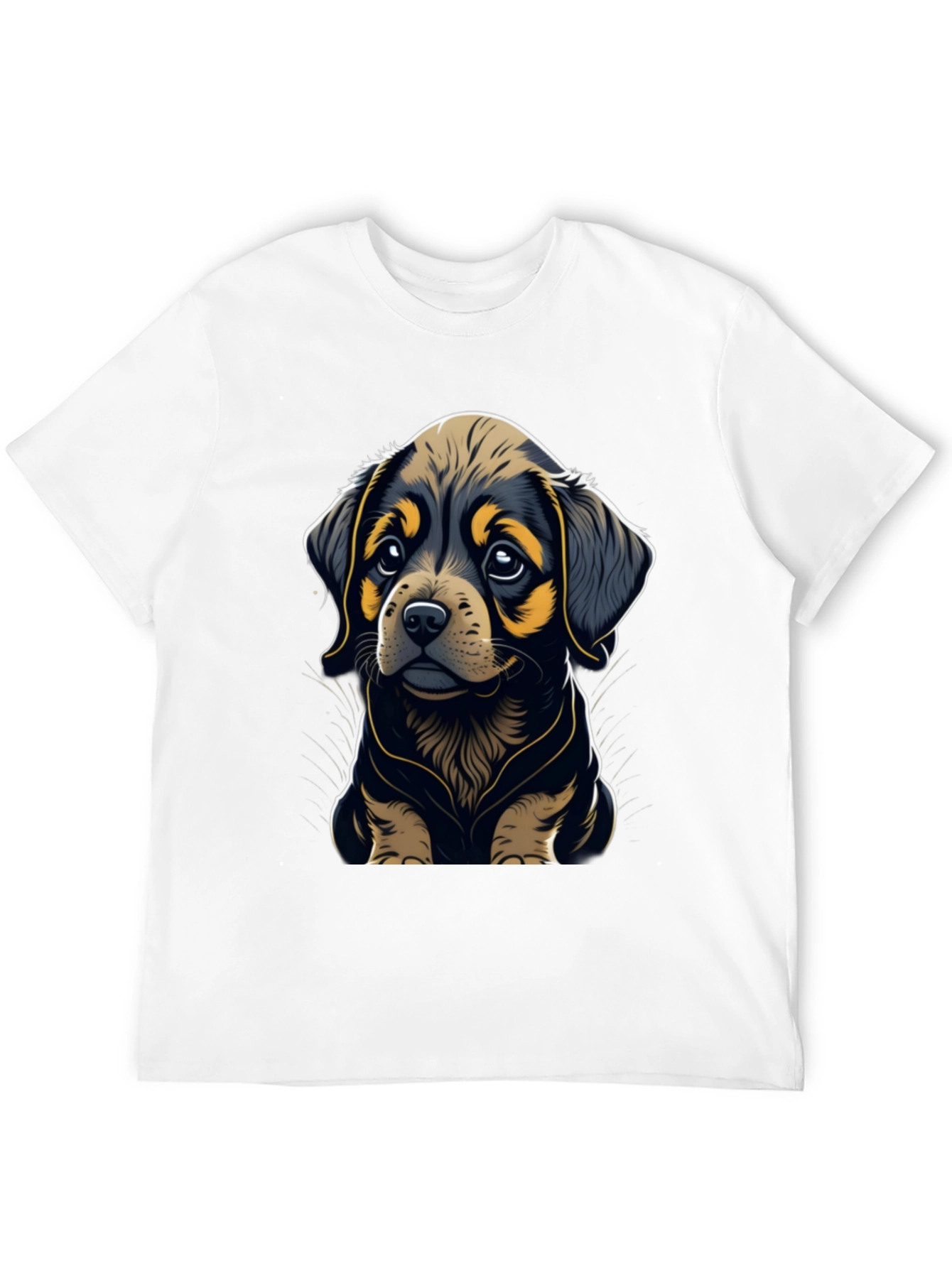 Cute Puppy Graphic Tee - Black Soft Cotton Blend