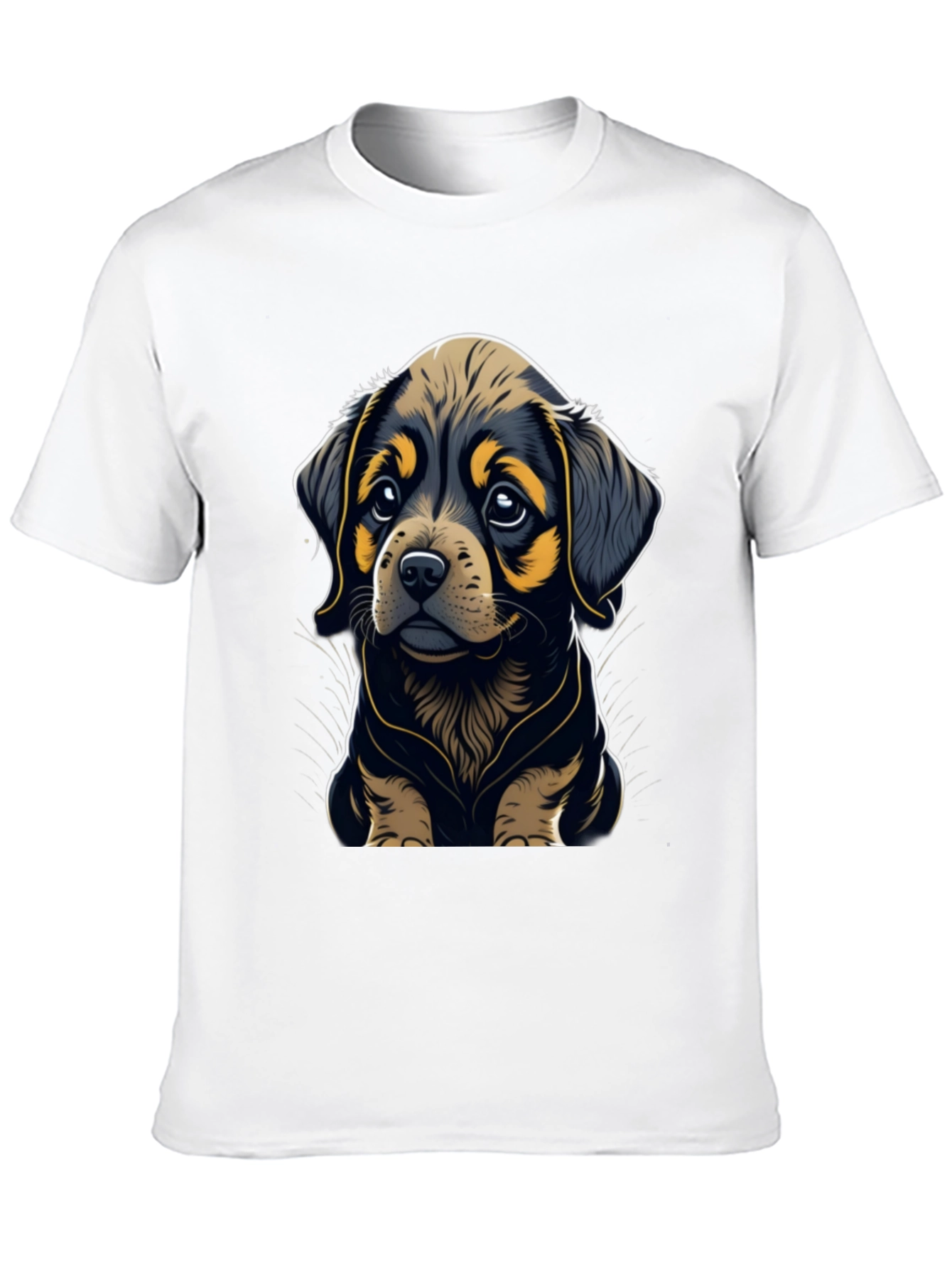 Cute Puppy Graphic Tee - Black Soft Cotton Blend