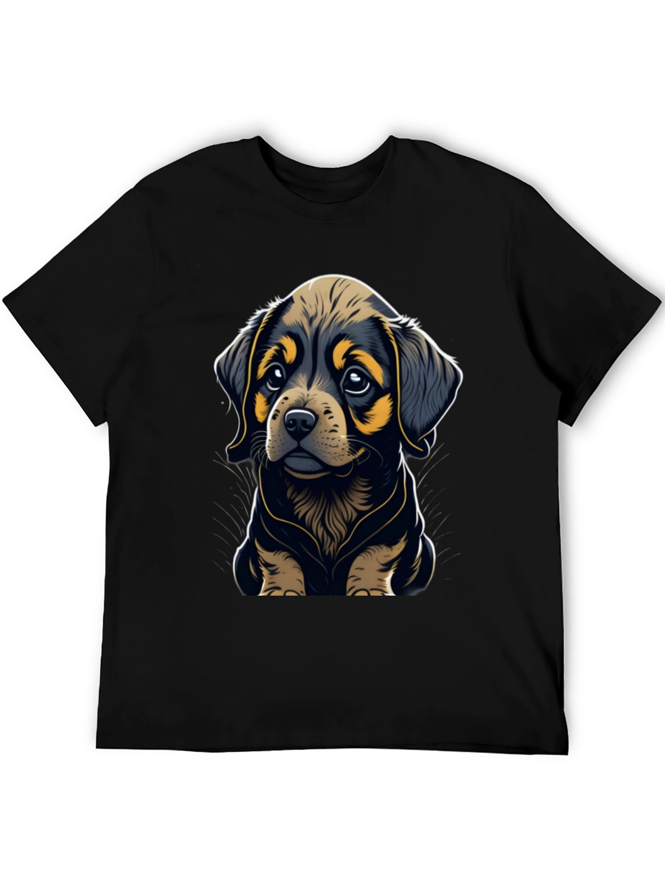 Cute Puppy Graphic Tee - Black Soft Cotton Blend