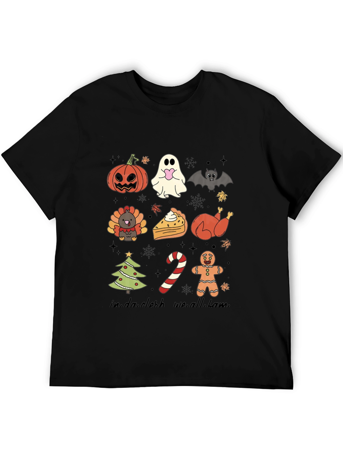 Seasonal Holiday Icons Black T-Shirt