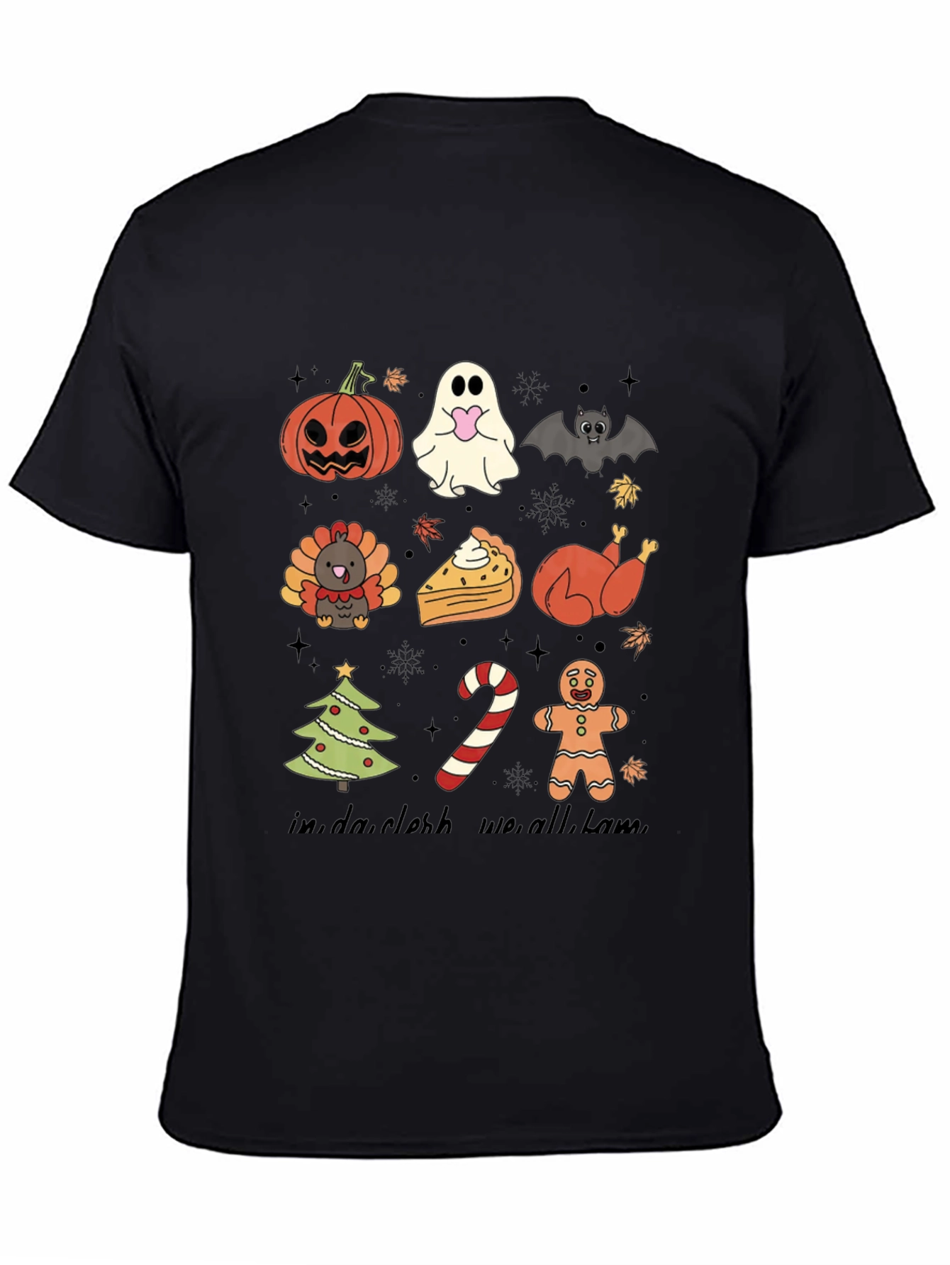 Seasonal Holiday Icons Black T-Shirt