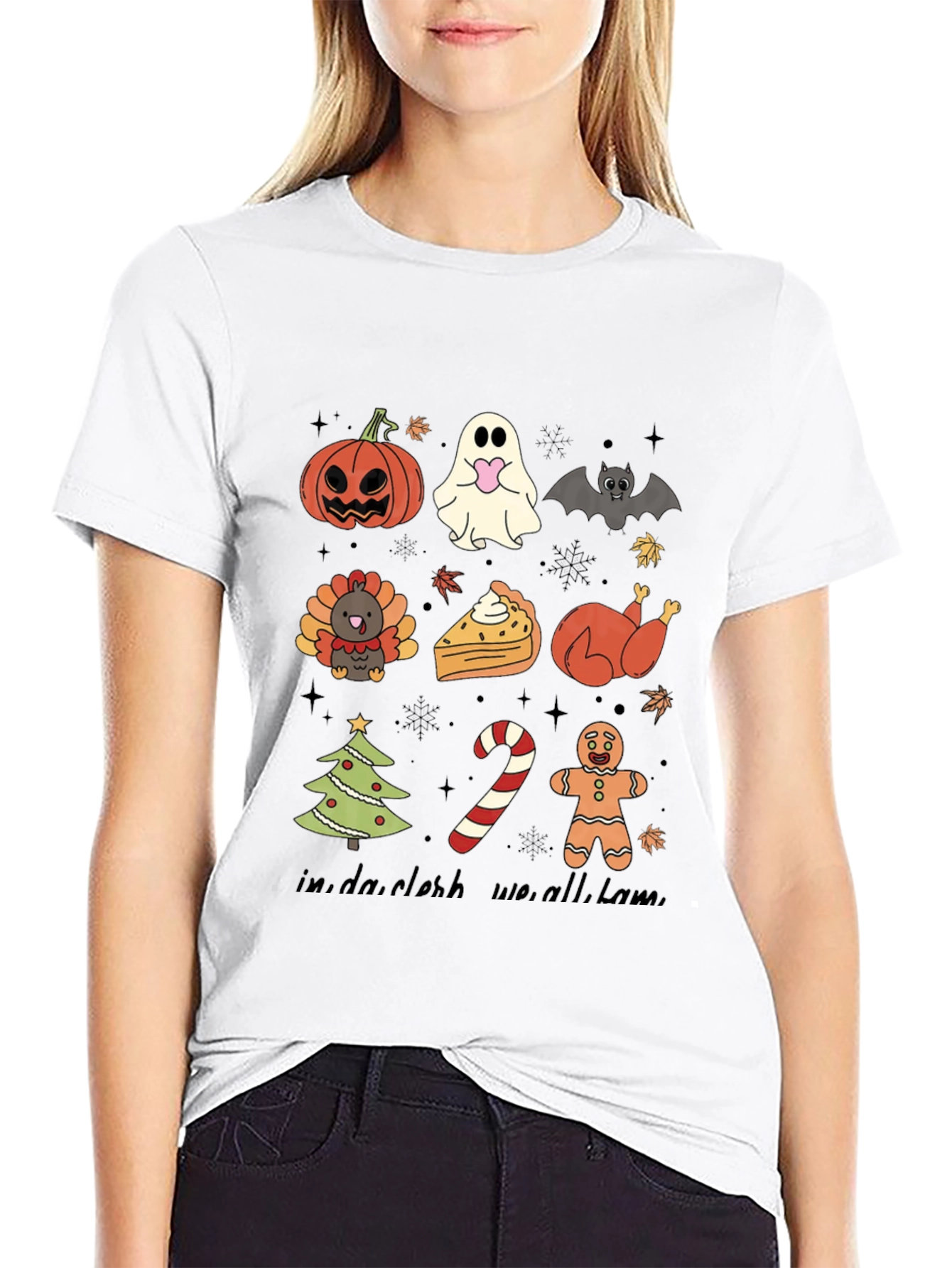 Seasonal Holiday Icons Black T-Shirt