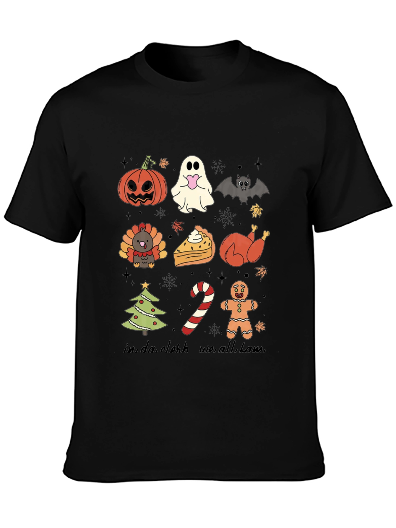 Seasonal Holiday Icons Black T-Shirt