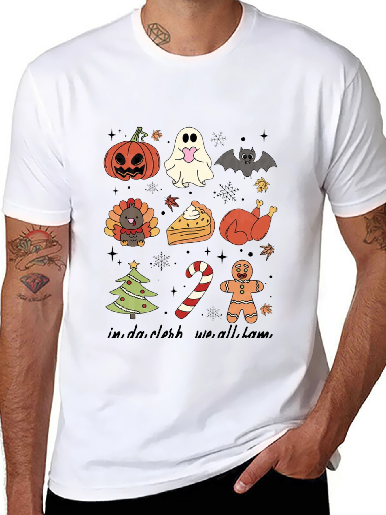 Seasonal Holiday Icons Black T-Shirt