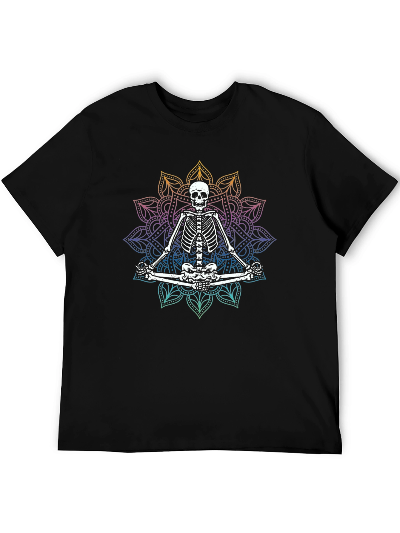 Meditating Skeleton Mandala T-Shirt - Gothic Yoga Tee
