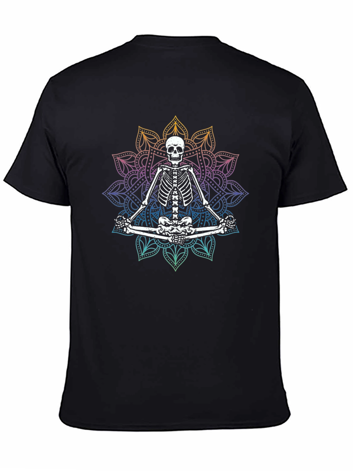 Meditating Skeleton Mandala T-Shirt - Gothic Yoga Tee