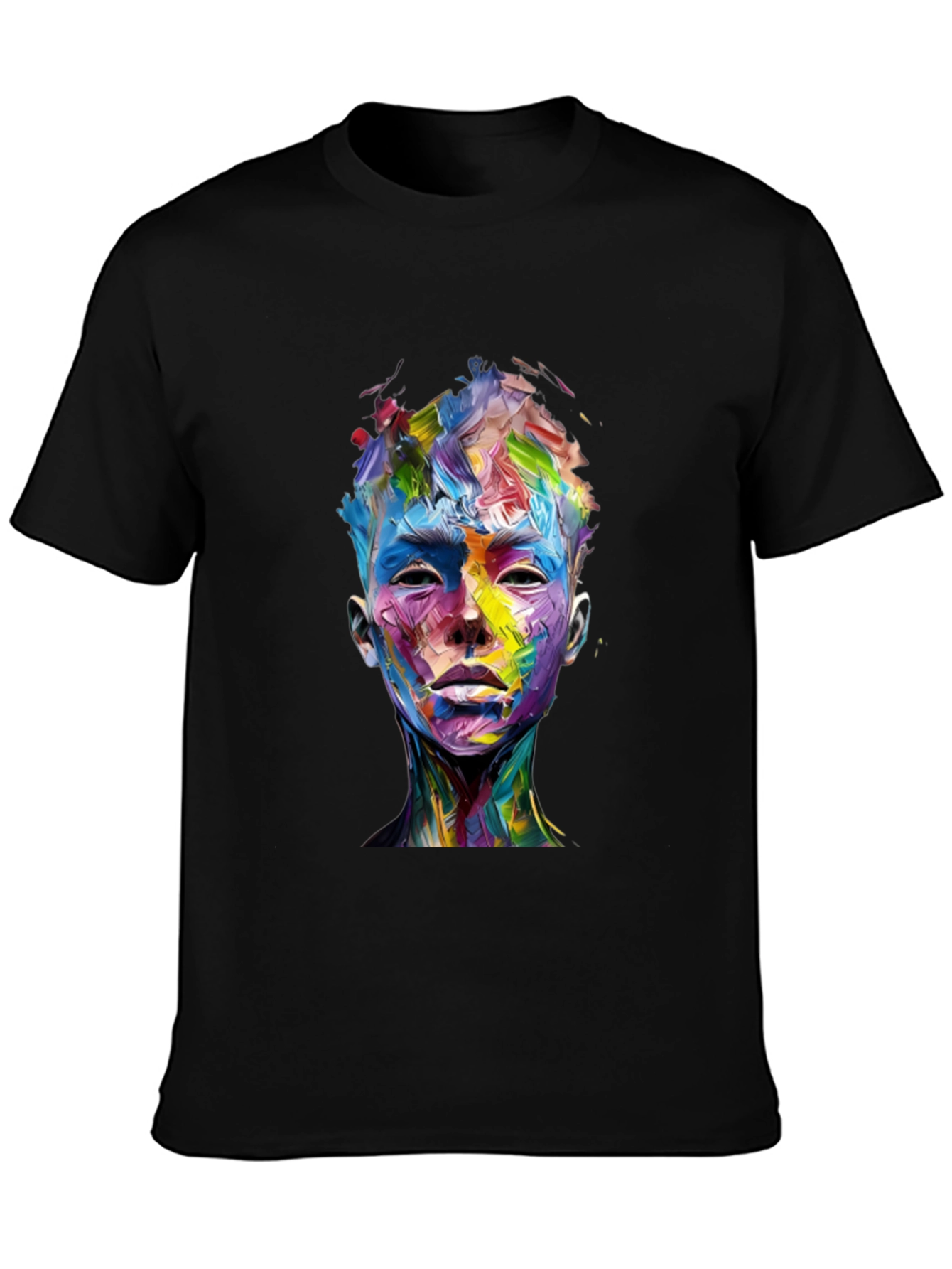 Abstract Art Face Graphic Black T-Shirt