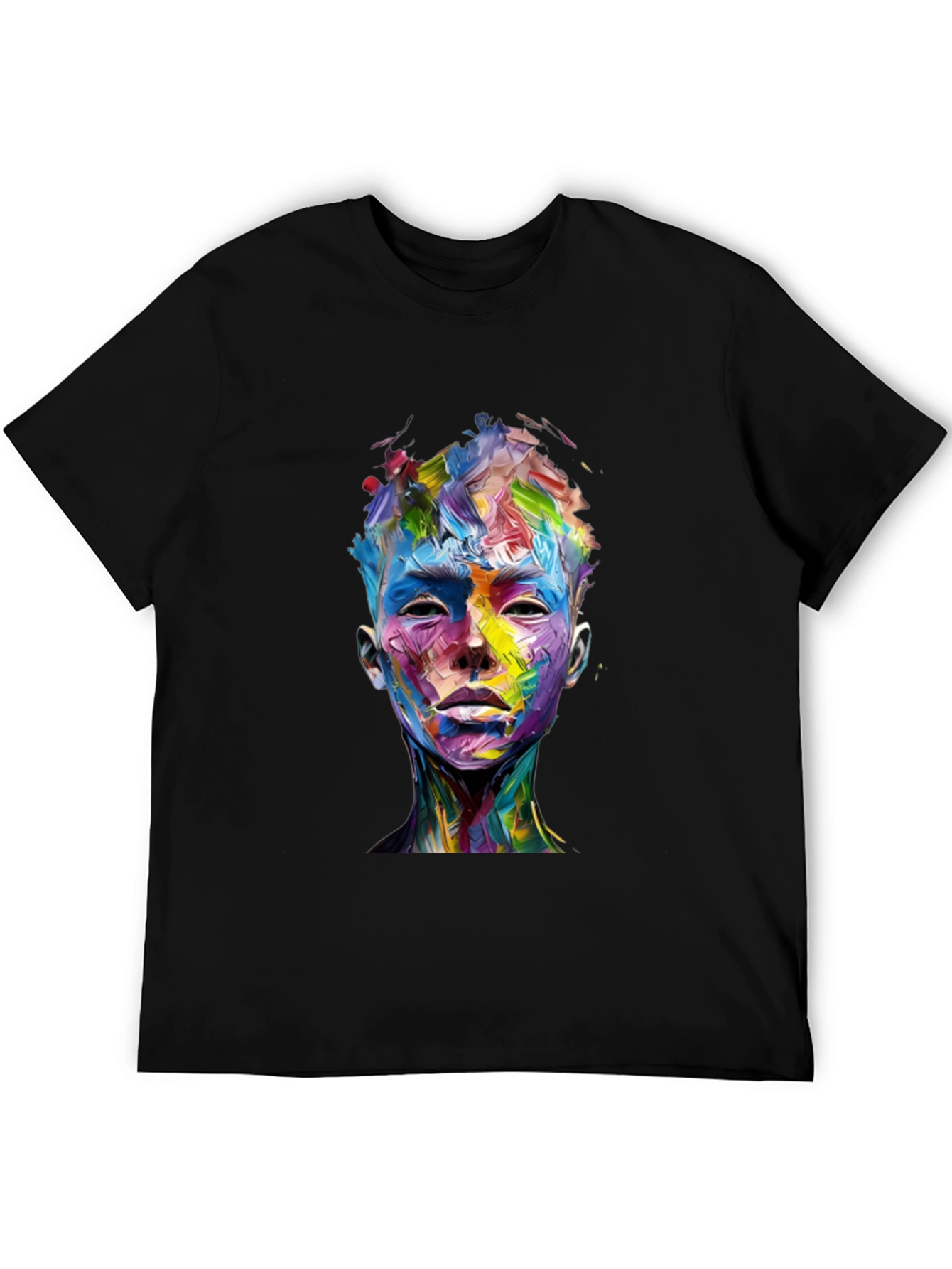 Abstract Art Face Graphic Black T-Shirt