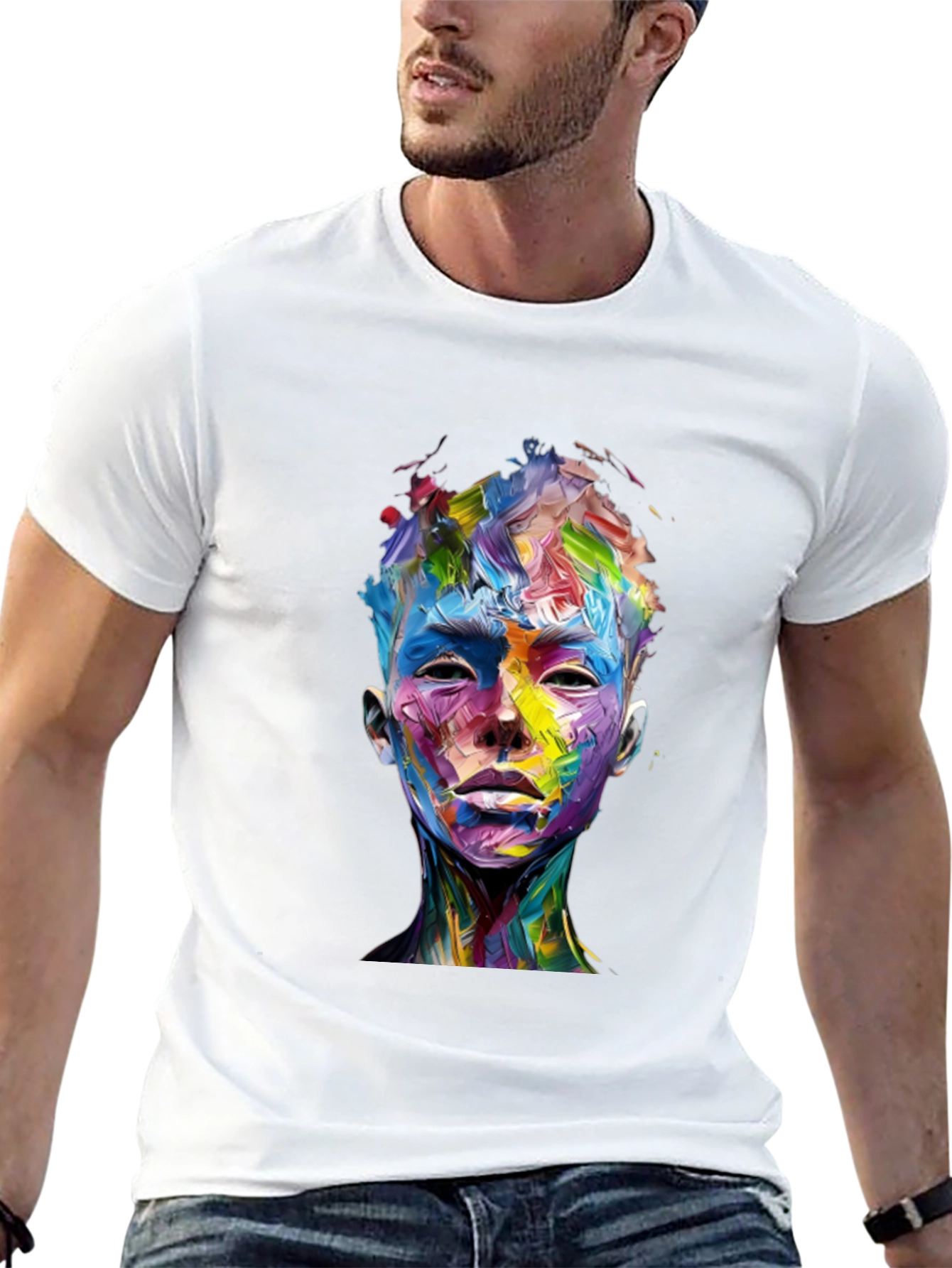 Abstract Art Face Graphic Black T-Shirt