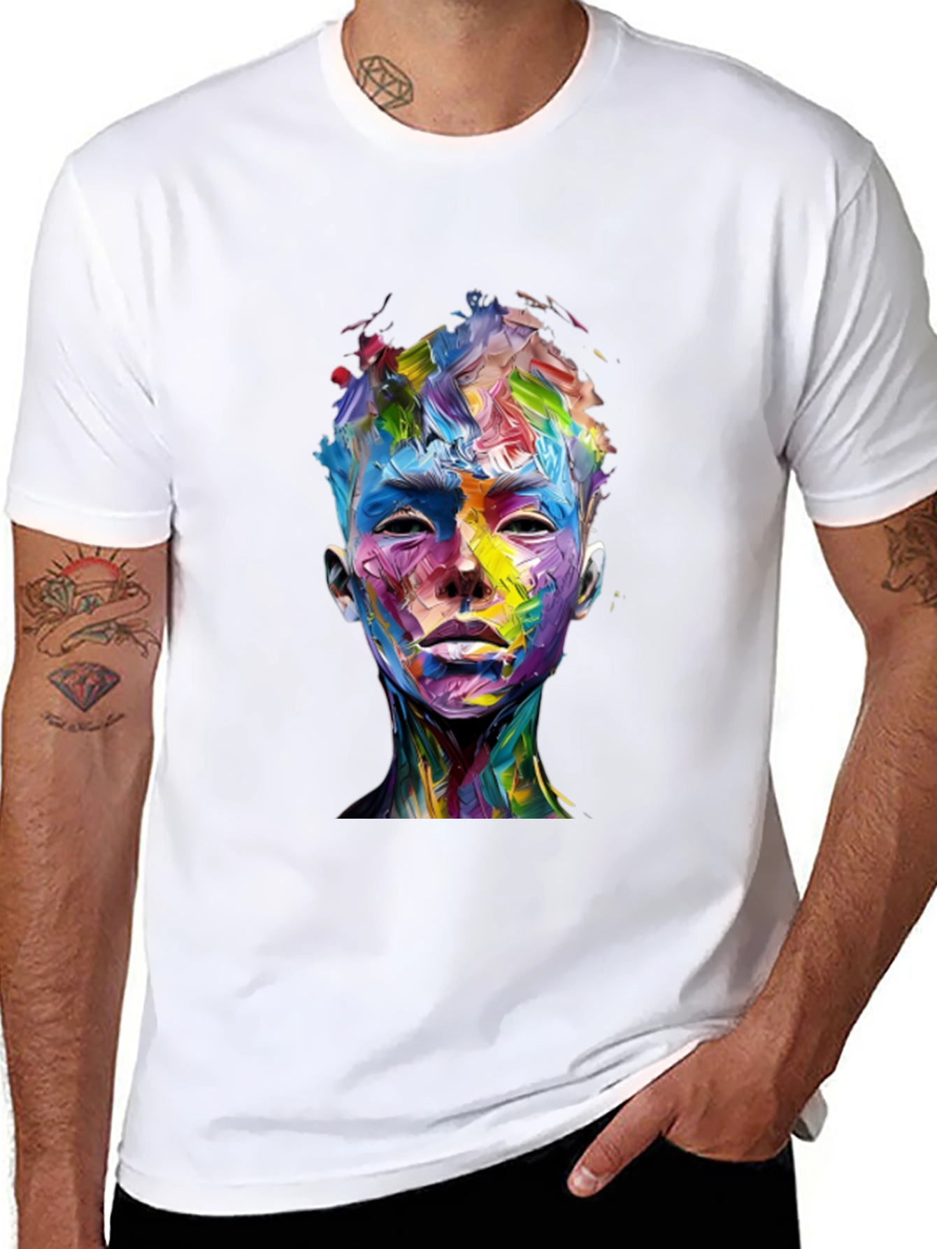 Abstract Art Face Graphic Black T-Shirt