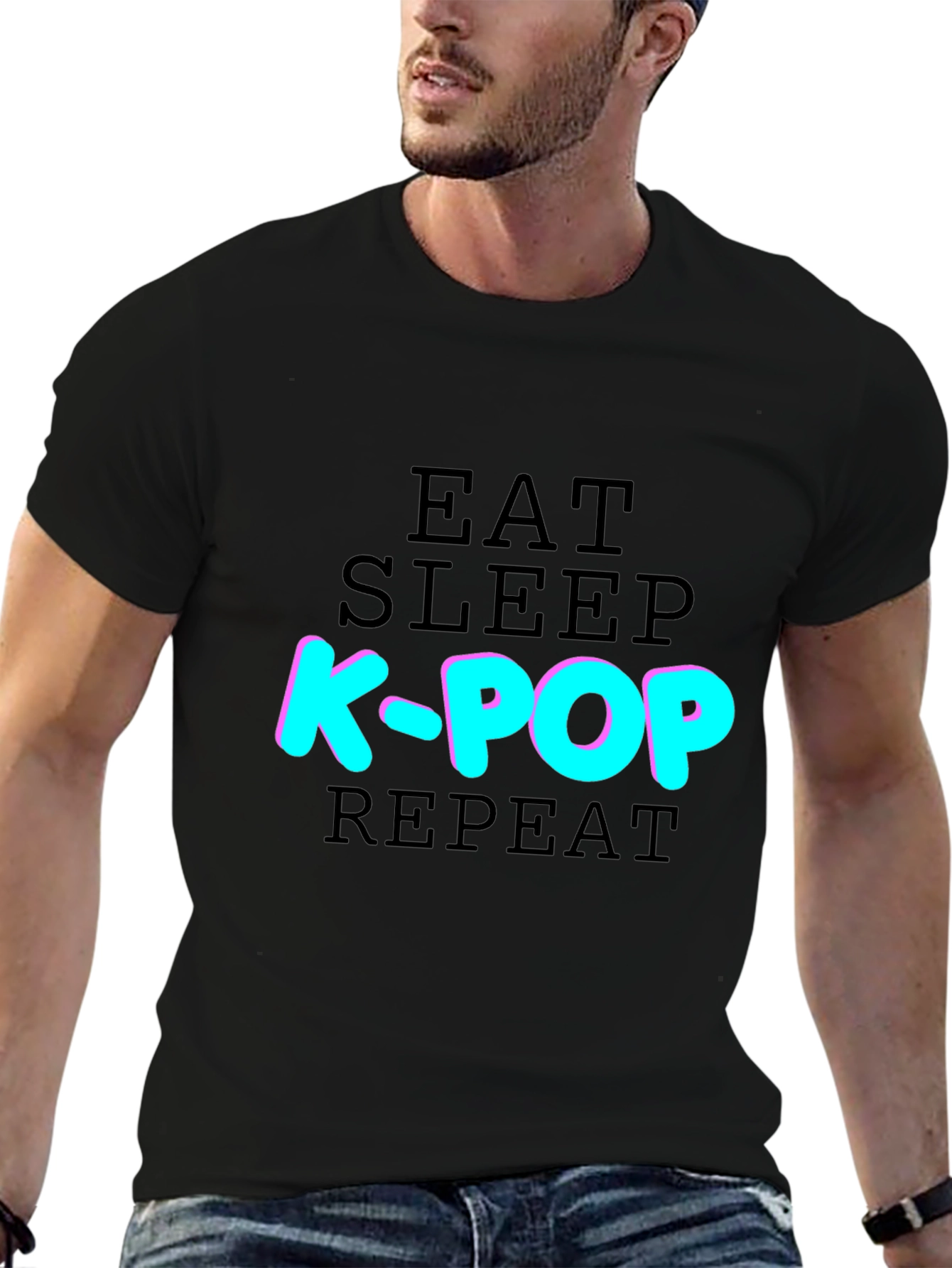 Eat Sleep K-Pop Repeat T-Shirt - Black