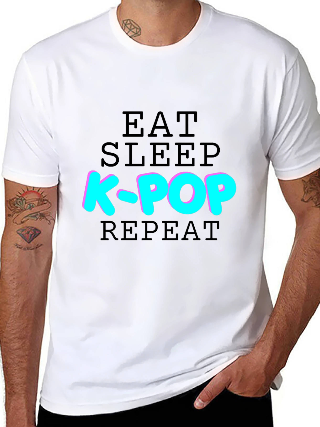 Eat Sleep K-Pop Repeat T-Shirt - Black