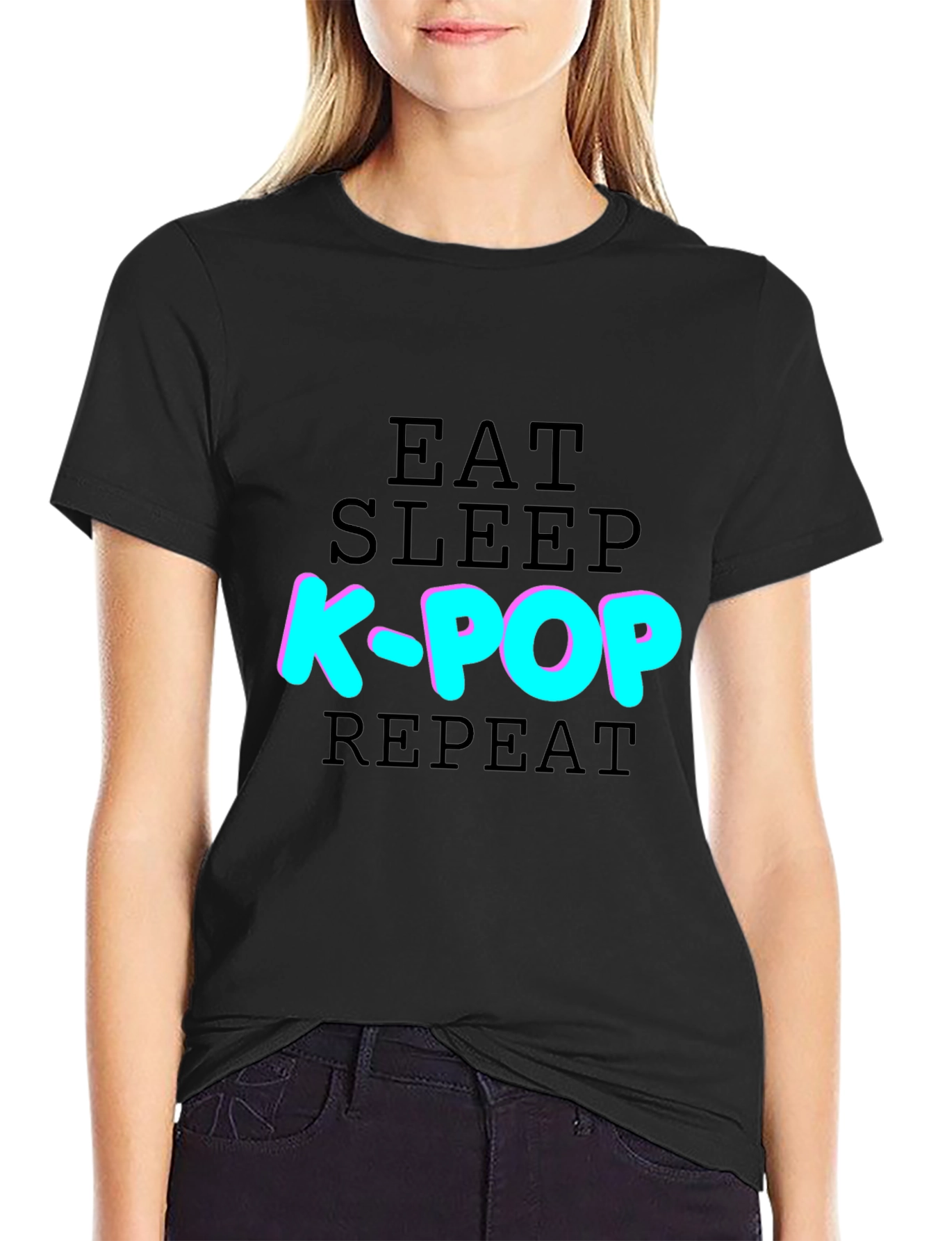 Eat Sleep K-Pop Repeat T-Shirt - Black