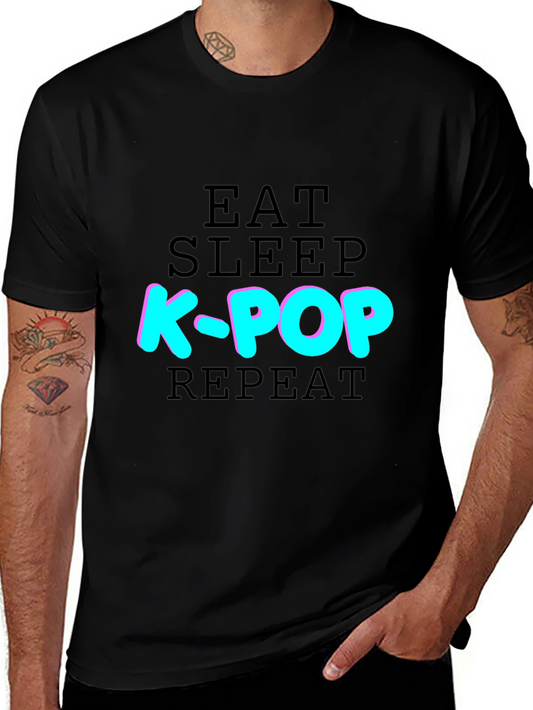 Eat Sleep K-Pop Repeat T-Shirt - Black