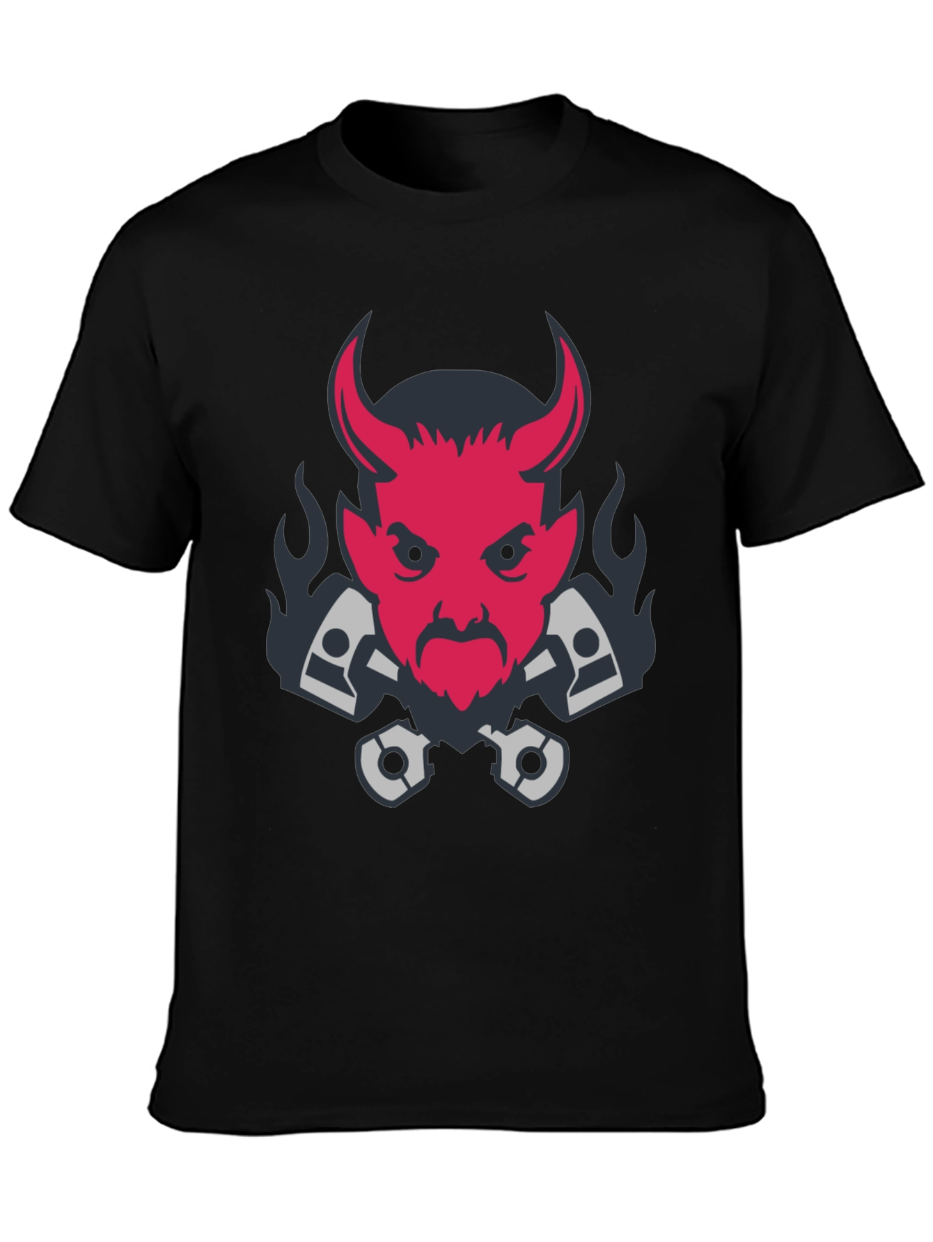 Devil & Pistons Graphic Tee - Black Cotton T-Shirt