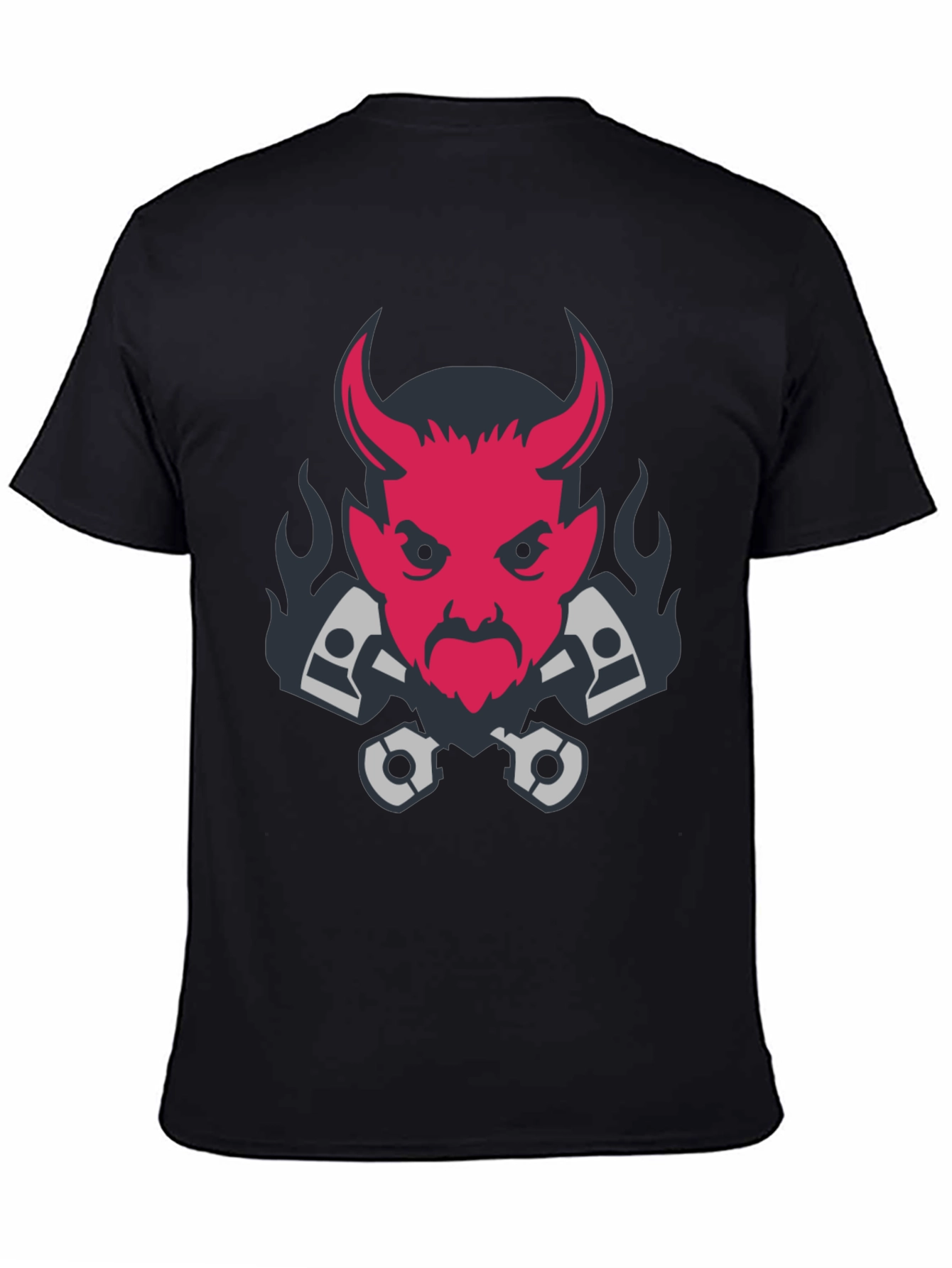 Devil & Pistons Graphic Tee - Black Cotton T-Shirt