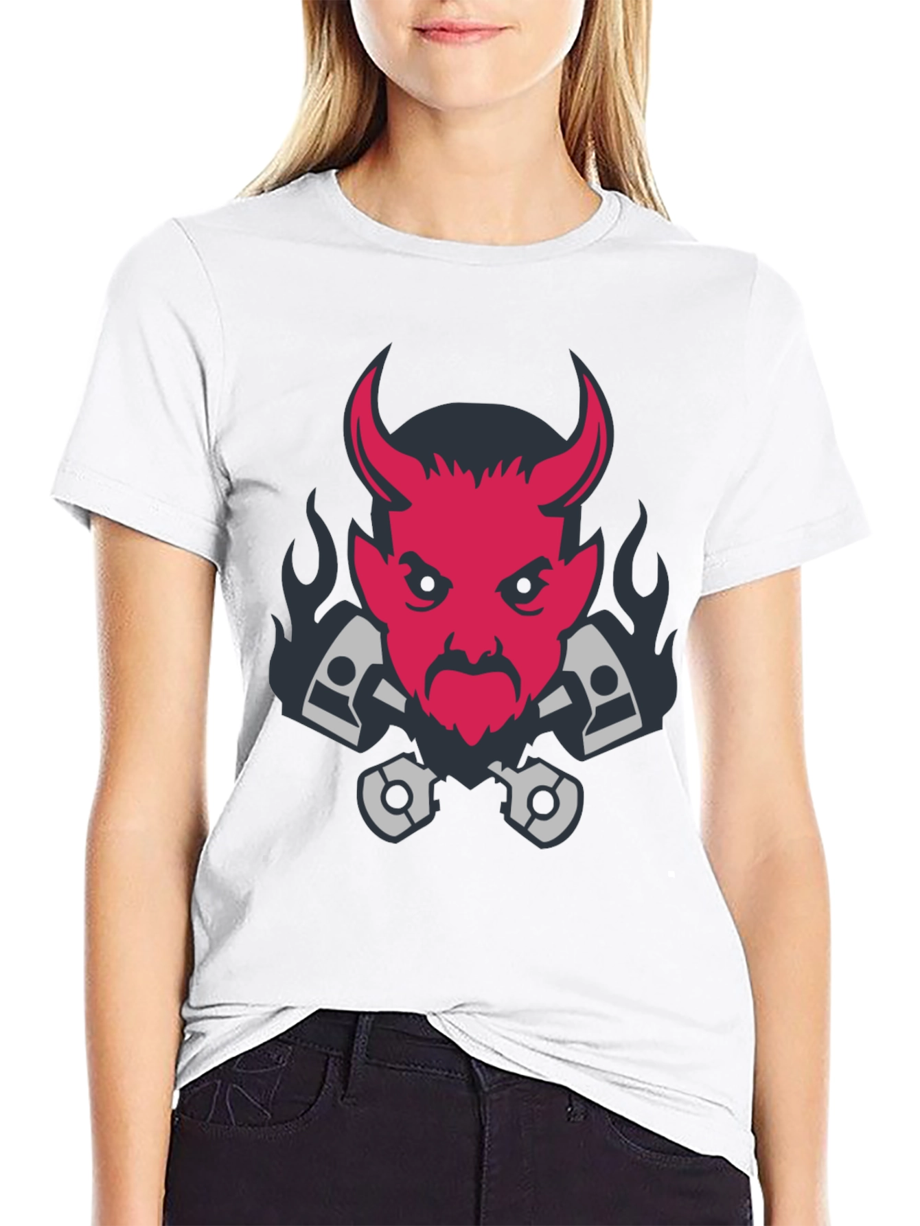 Devil & Pistons Graphic Tee - Black Cotton T-Shirt