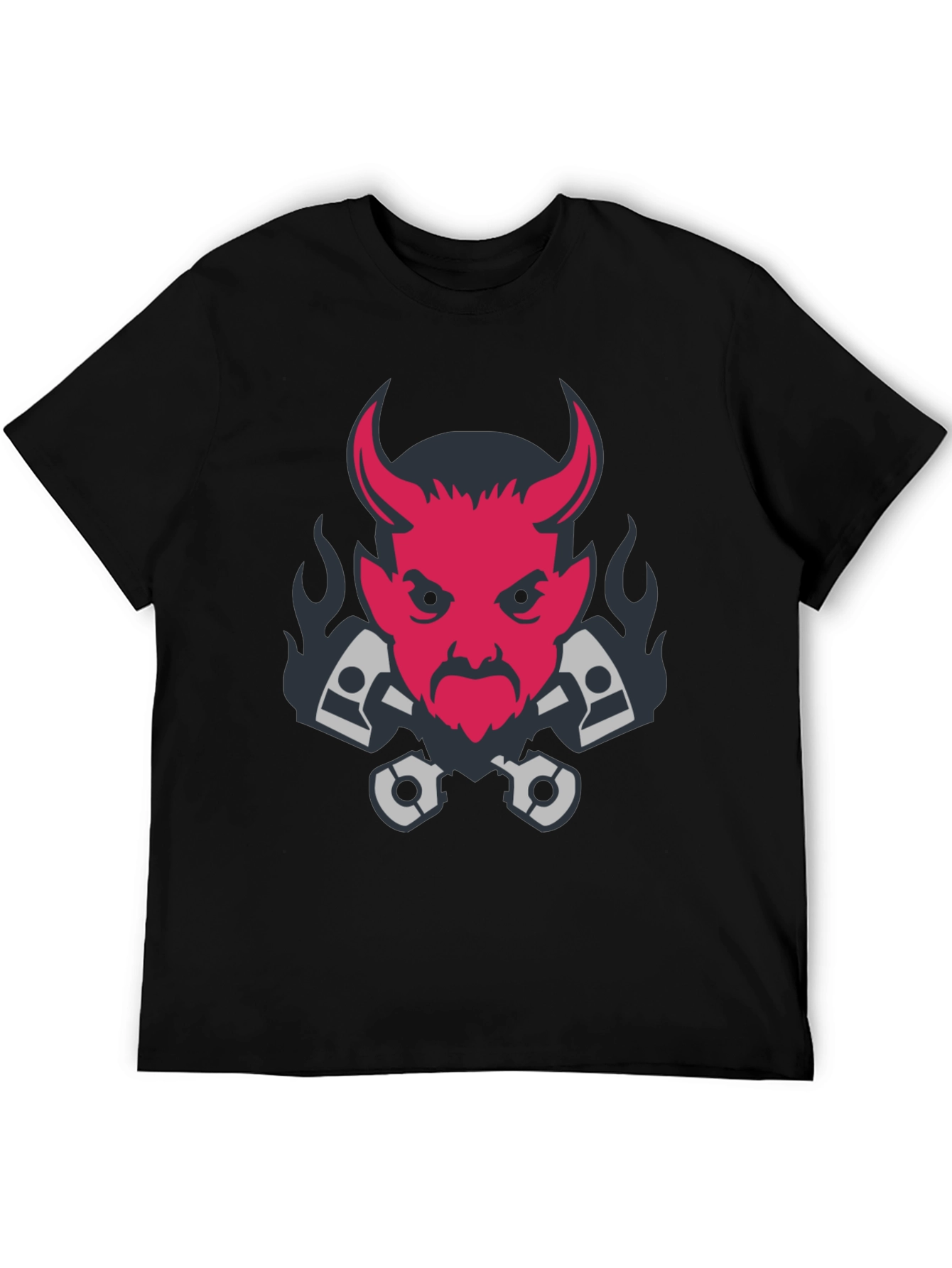 Devil & Pistons Graphic Tee - Black Cotton T-Shirt