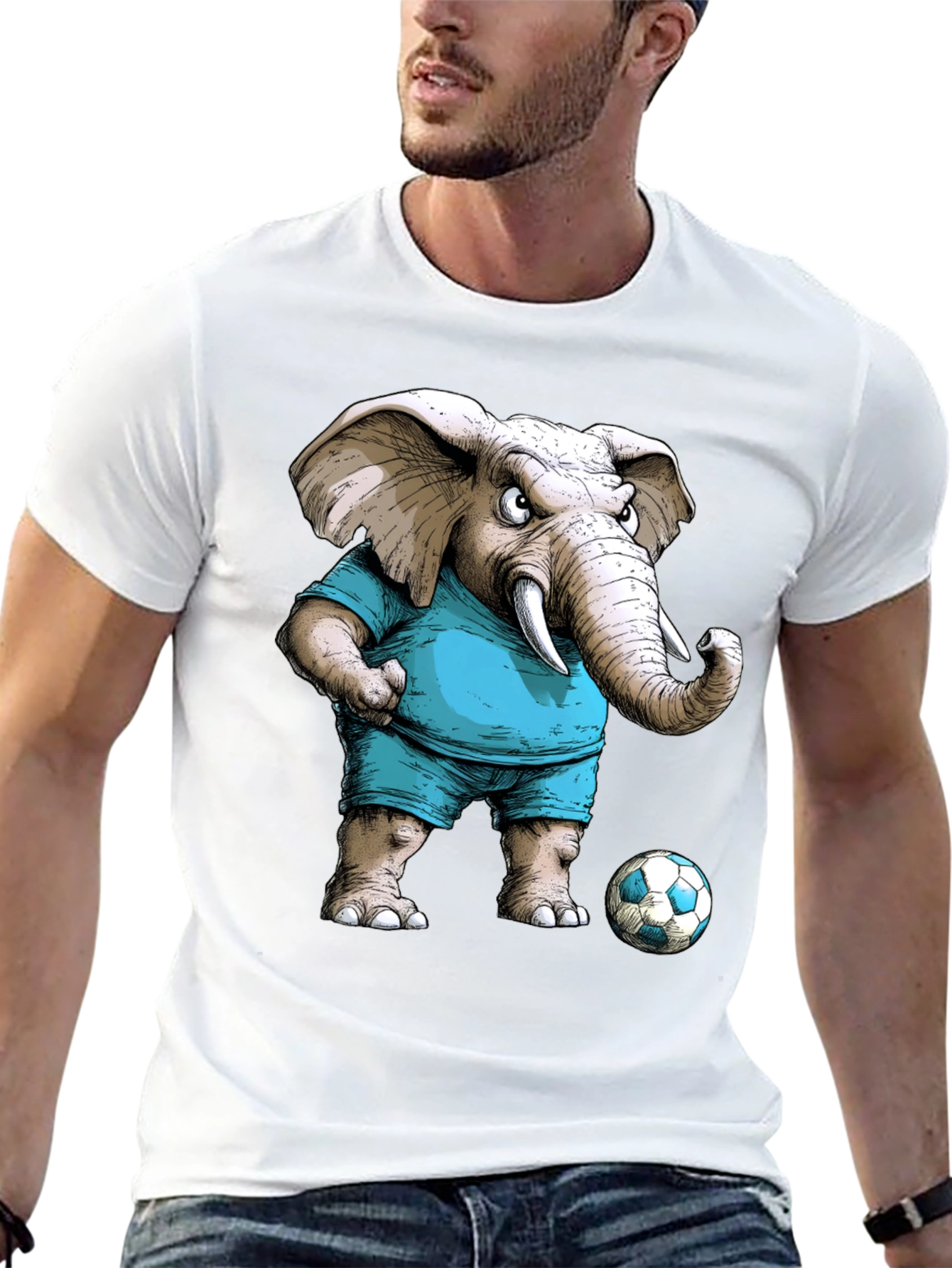 Elephant Soccer Player Graphic Tee - Unique Design