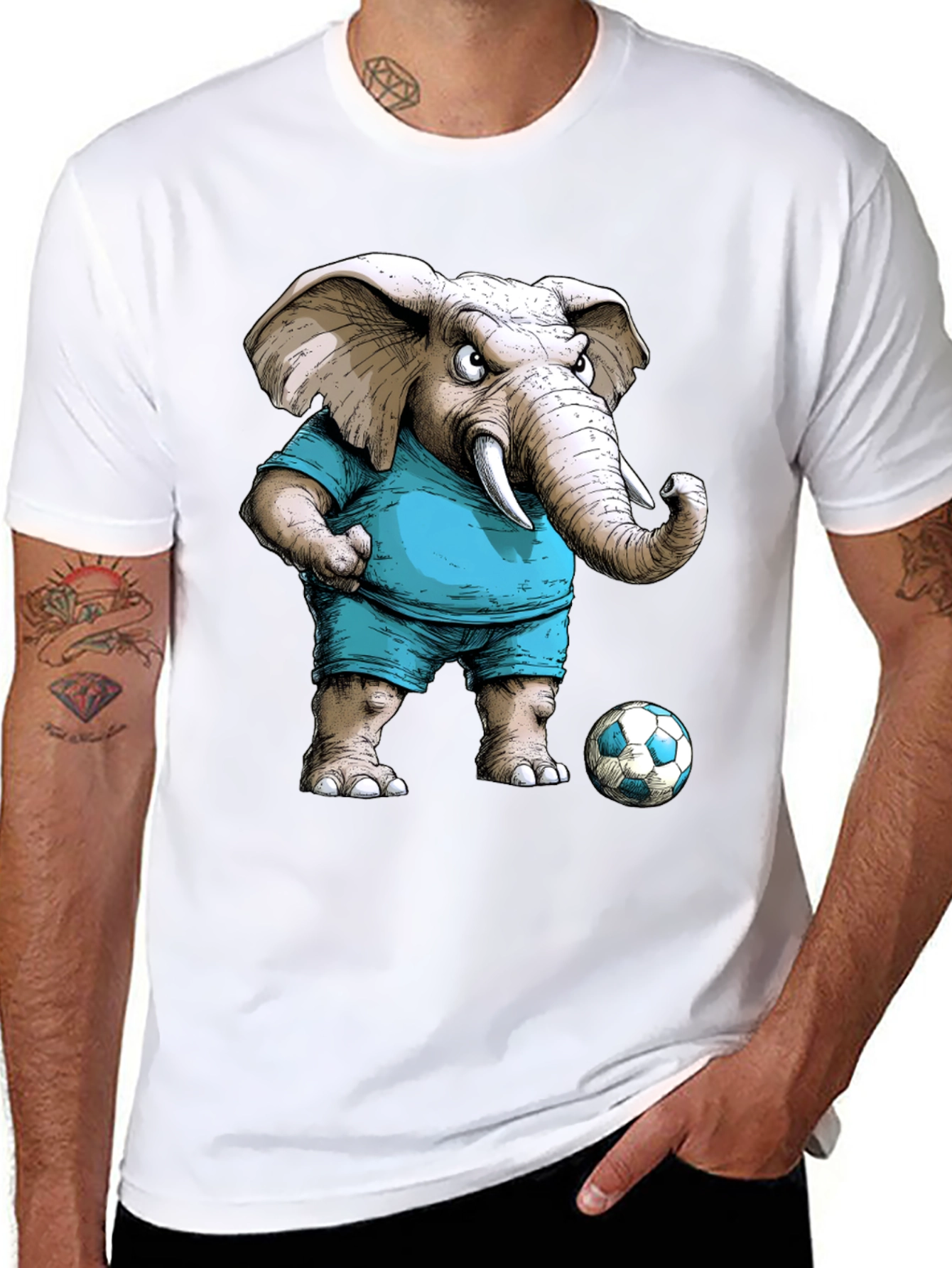 Elephant Soccer Player Graphic Tee - Unique Design