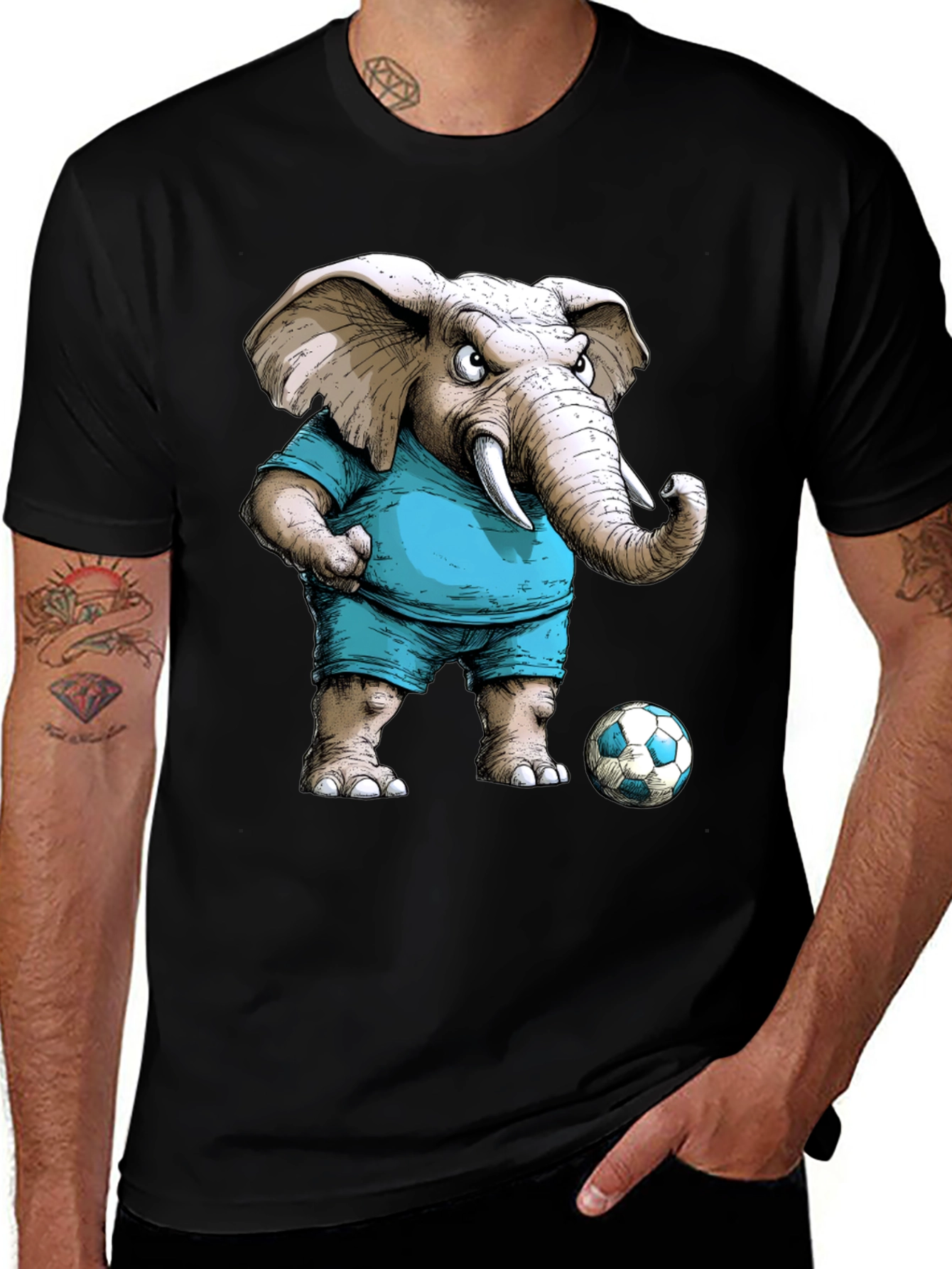 Elephant Soccer Player Graphic Tee - Unique Design