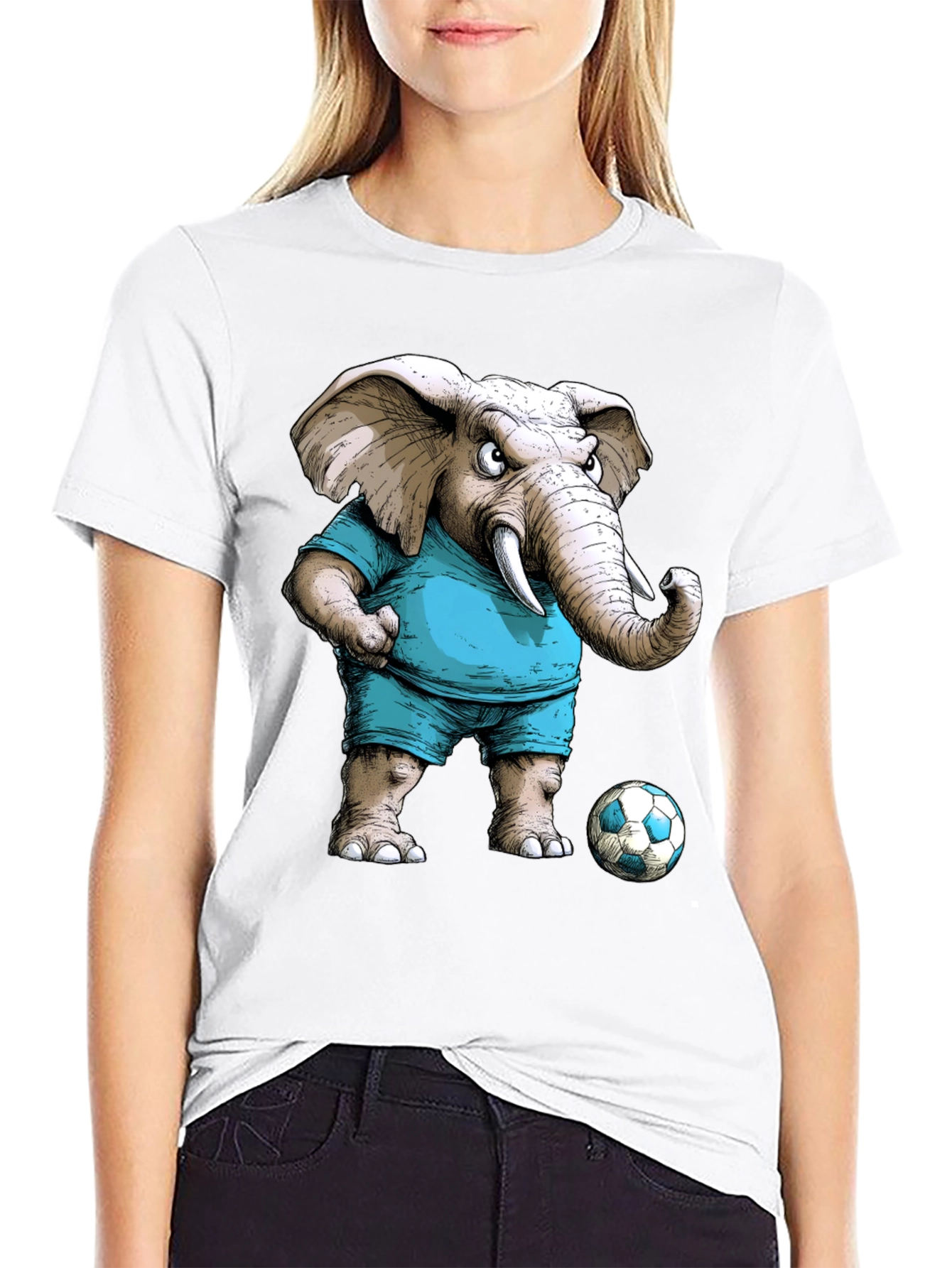 Elephant Soccer Player Graphic Tee - Unique Design
