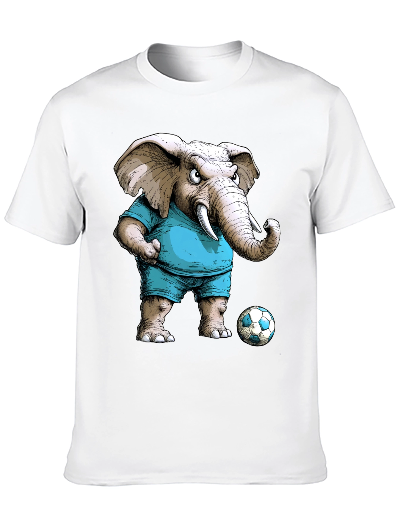 Elephant Soccer Player Graphic Tee - Unique Design