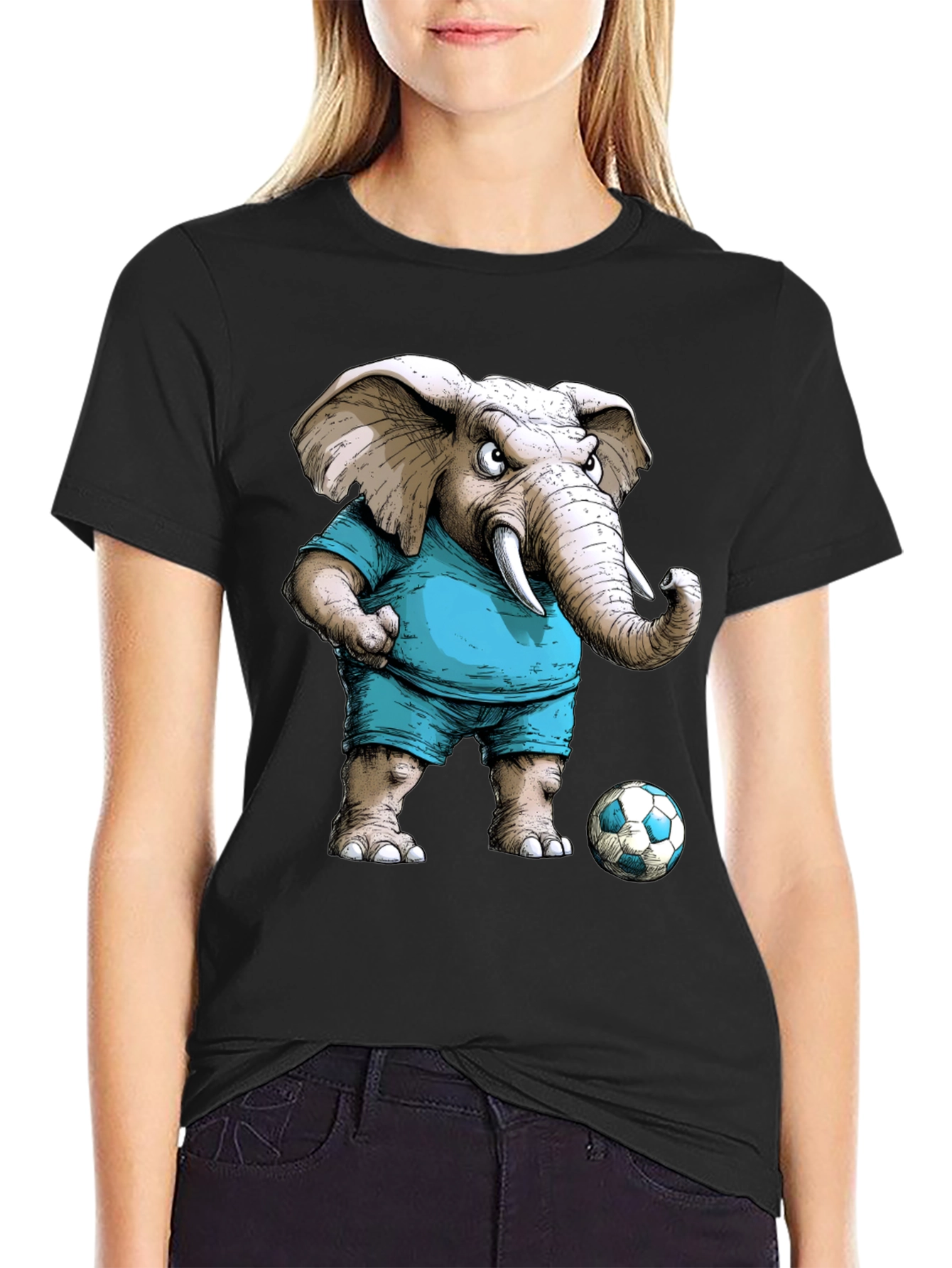 Elephant Soccer Player Graphic Tee - Unique Design