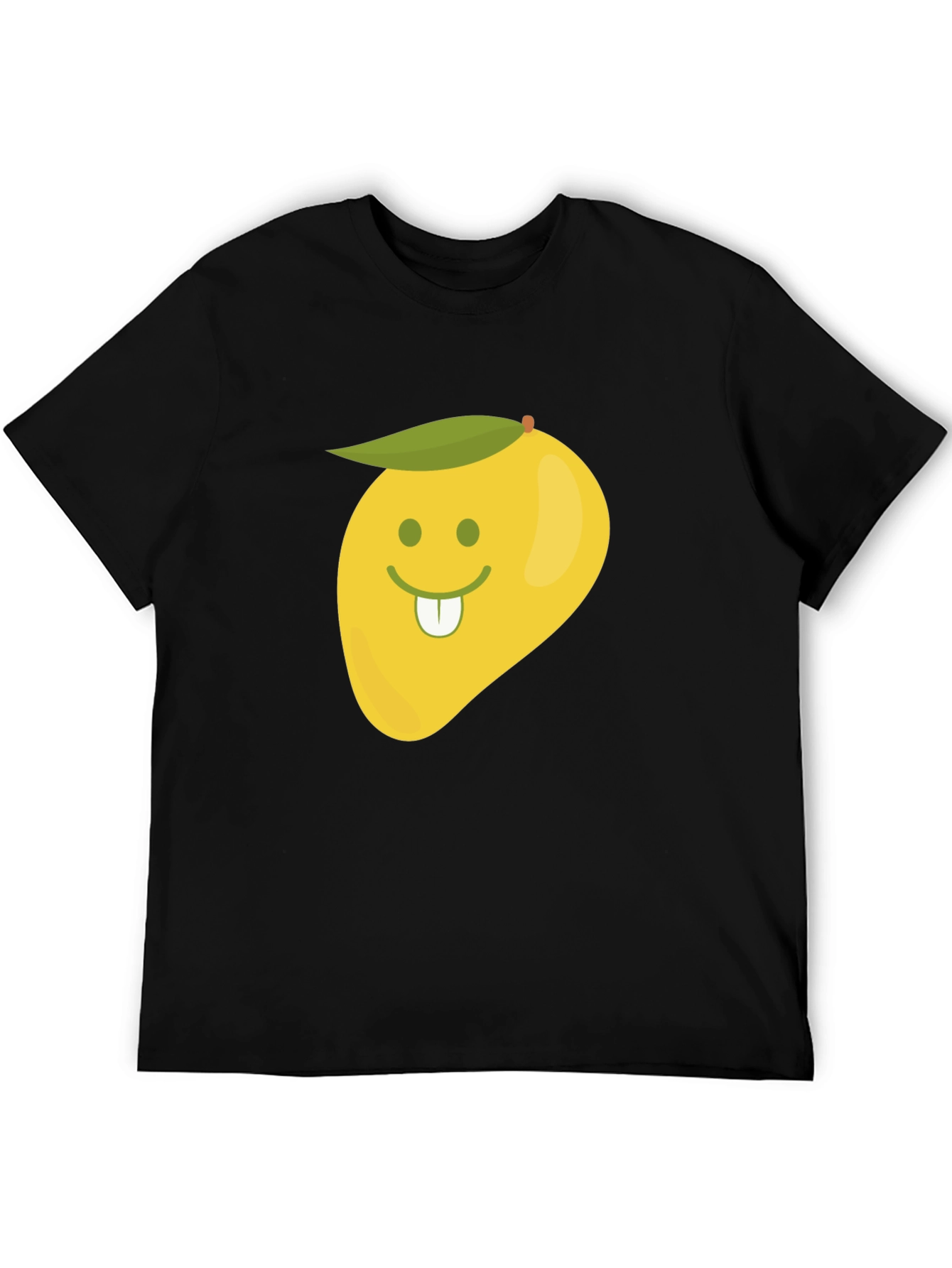 Funny Mango Face Graphic Black T-Shirt