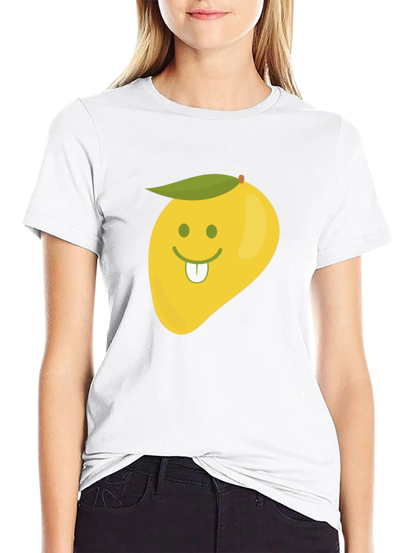 Funny Mango Face Graphic Black T-Shirt