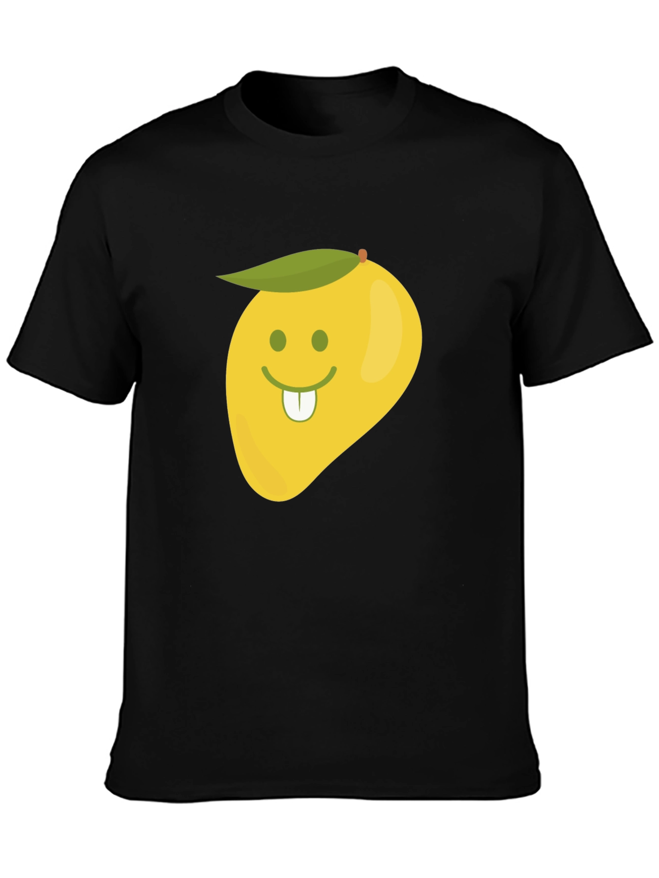 Funny Mango Face Graphic Black T-Shirt