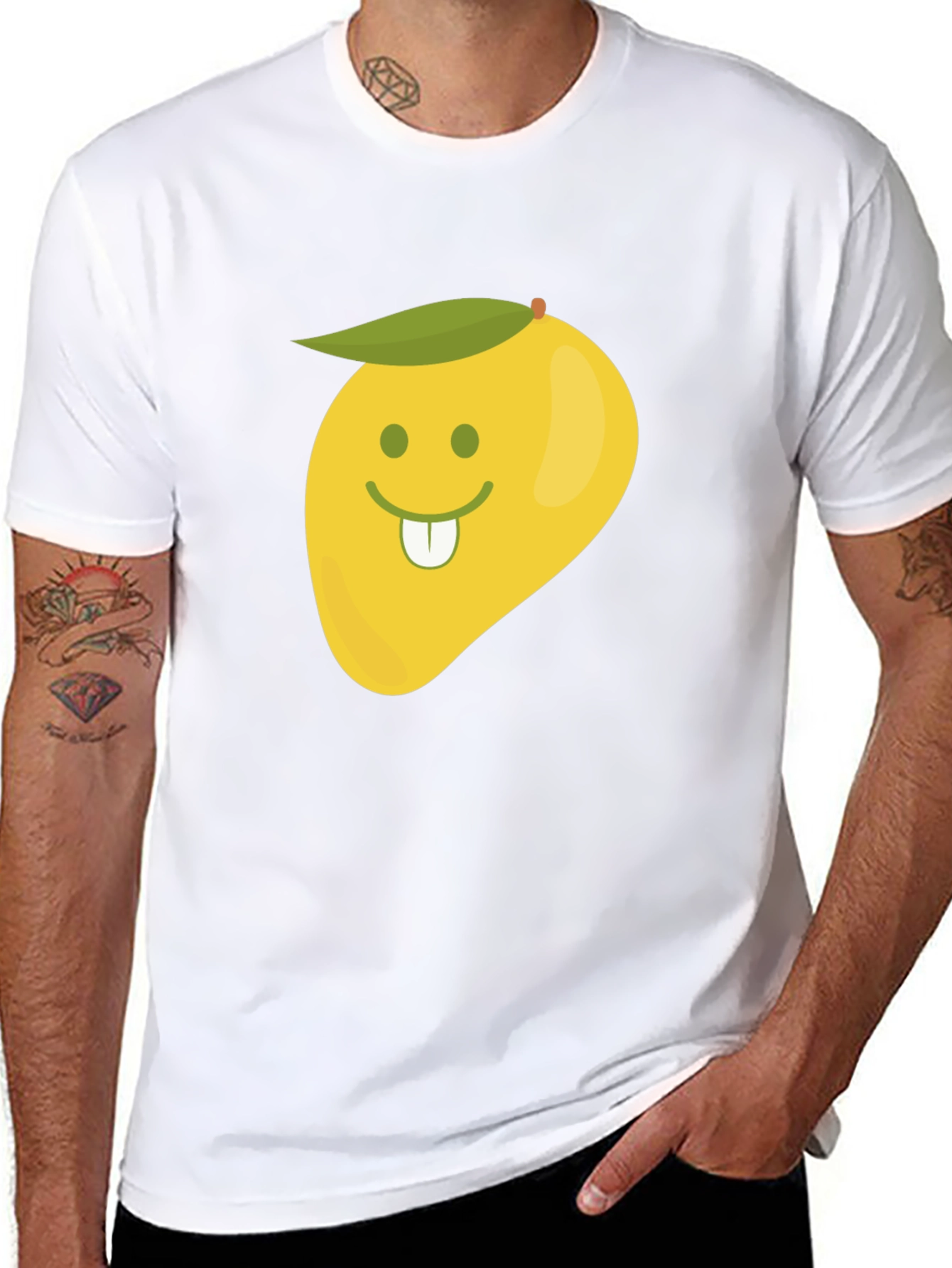 Funny Mango Face Graphic Black T-Shirt