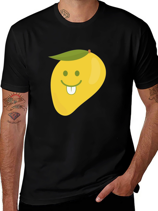 Funny Mango Face Graphic Black T-Shirt