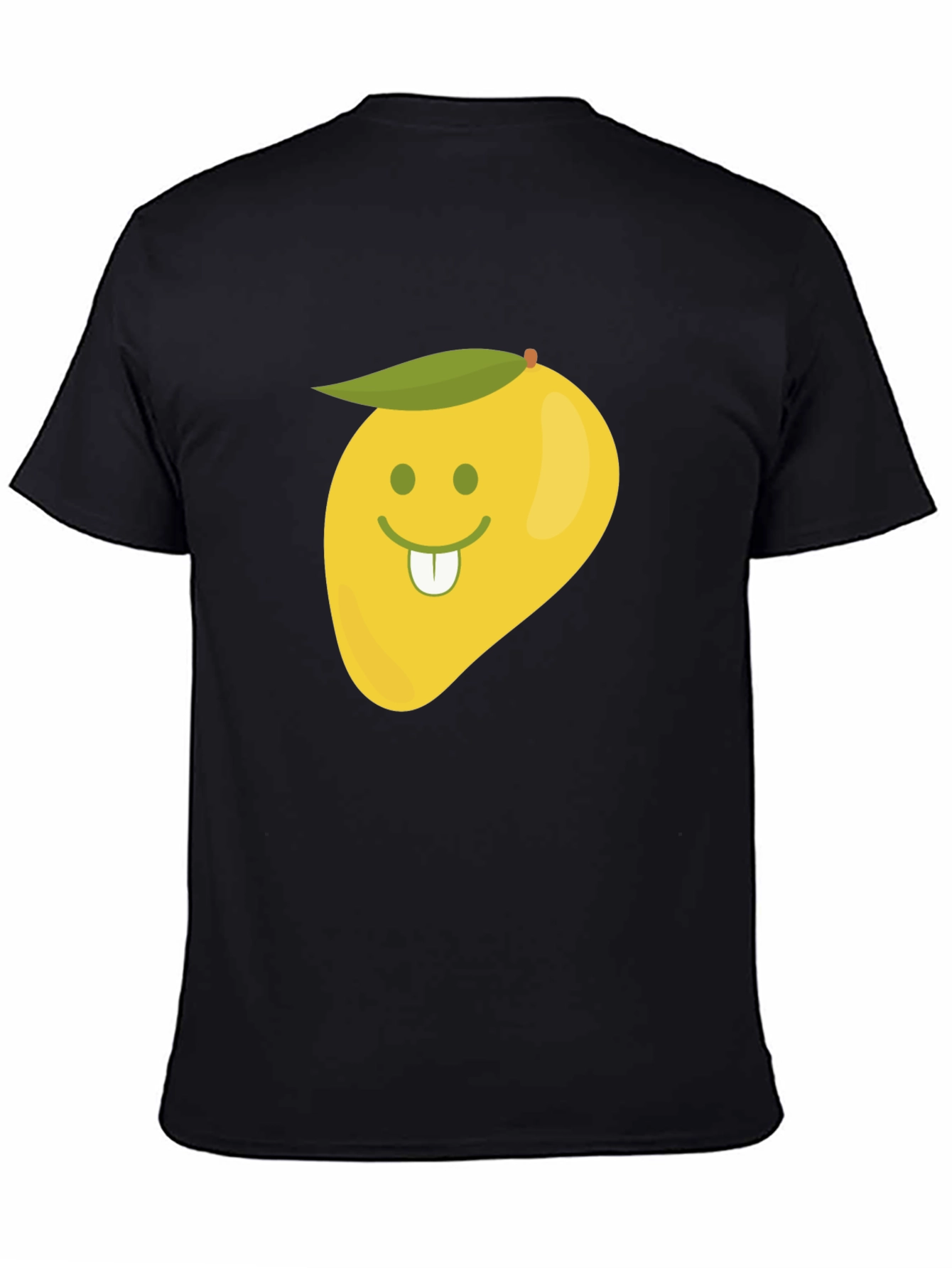 Funny Mango Face Graphic Black T-Shirt