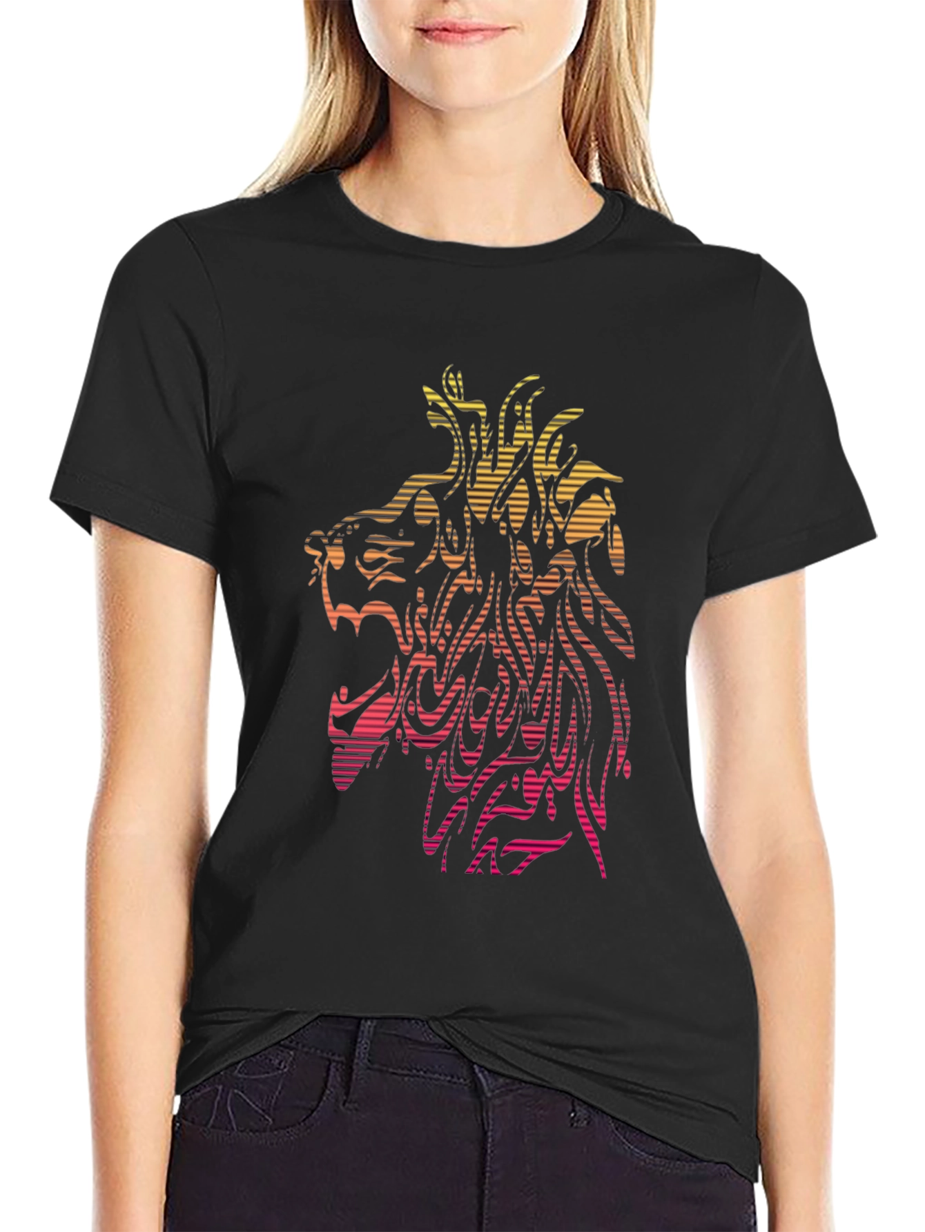 Lion Graphic Tee - Abstract Design