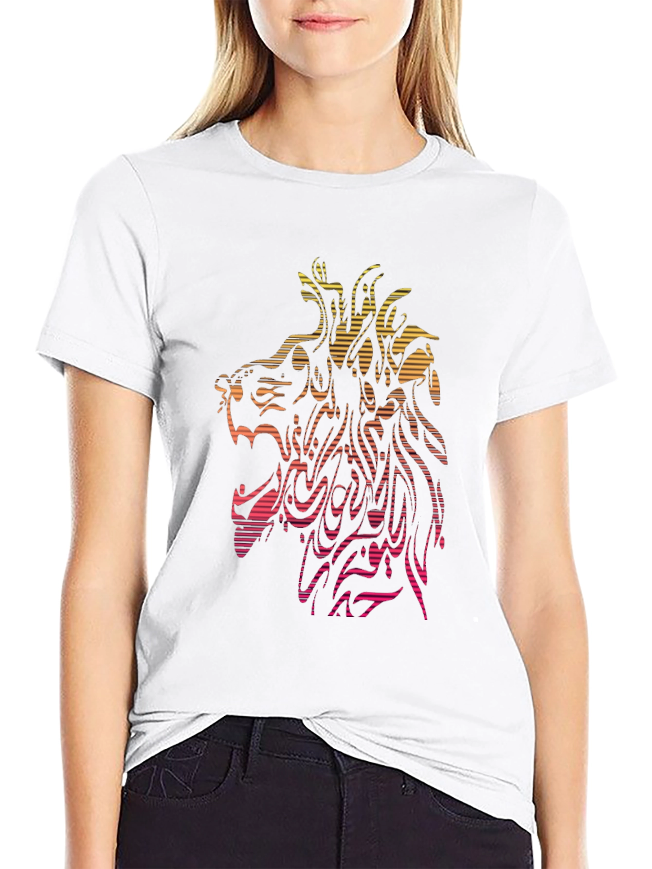 Lion Graphic Tee - Abstract Design