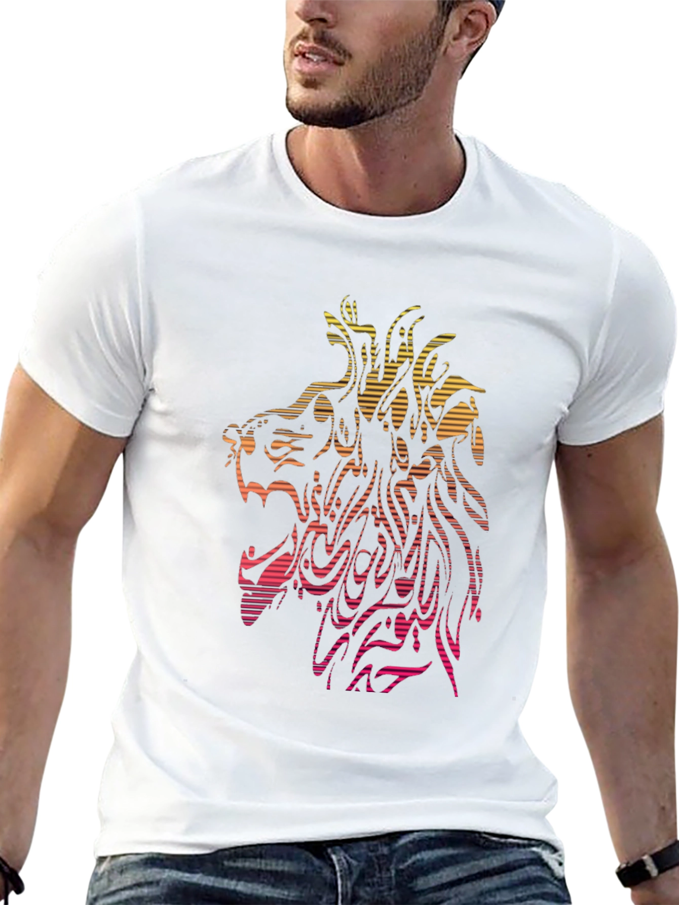 Lion Graphic Tee - Abstract Design