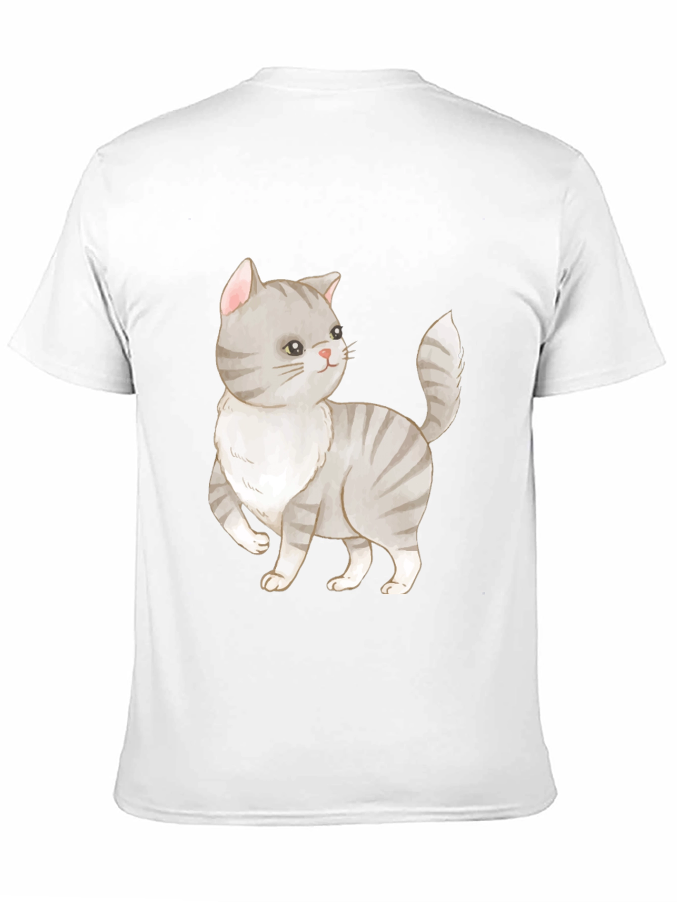 Cute Cat Graphic Tee - Black Cotton T-Shirt