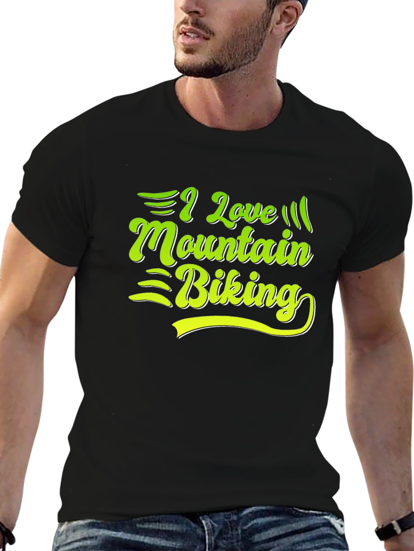 I Love Mountain Biking Graphic Tee - Black