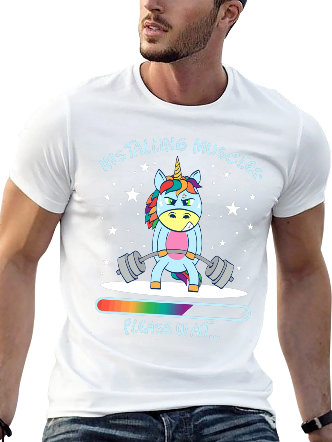 Installing Muscles Unicorn Black T-Shirt