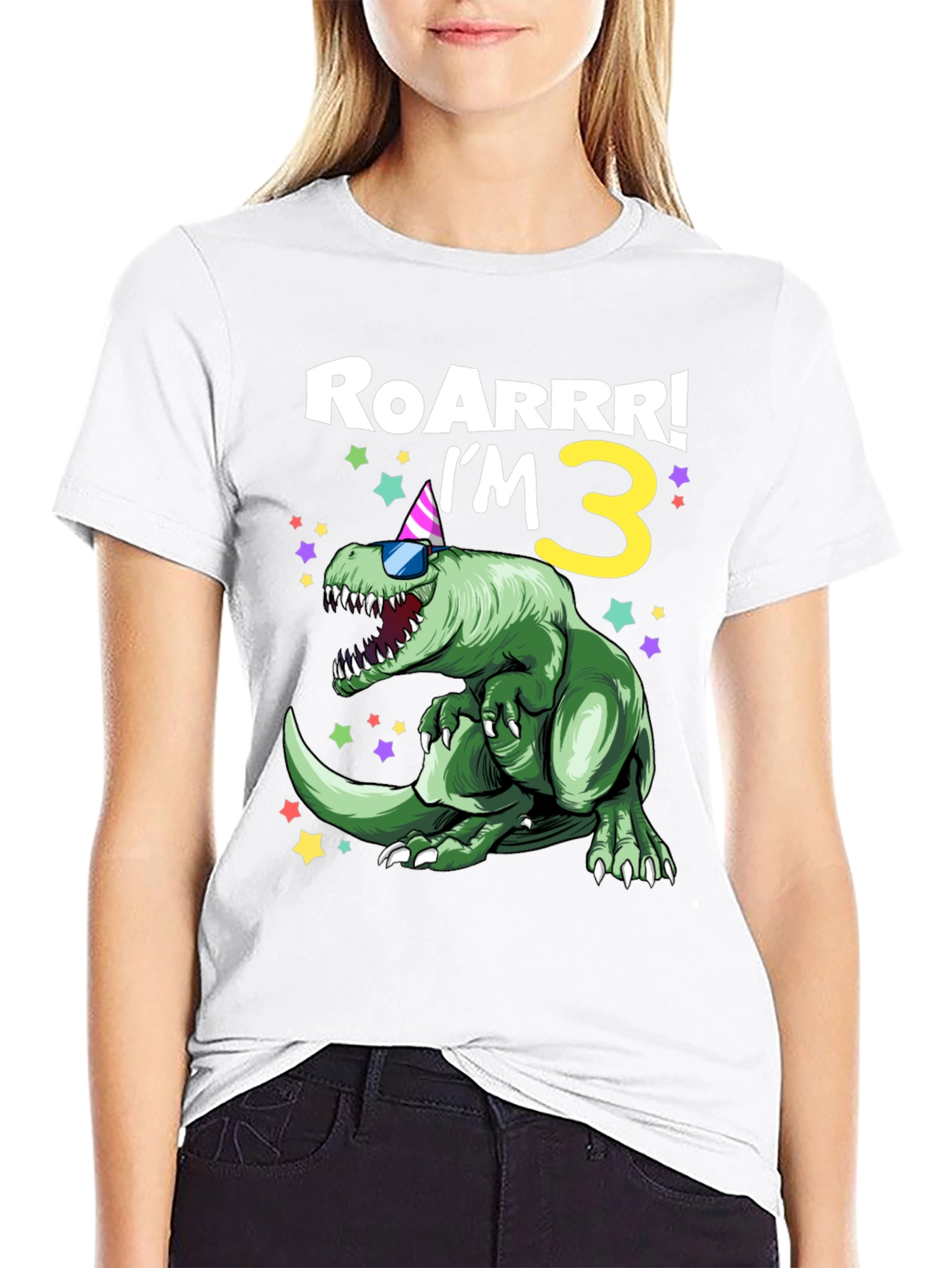 Roarrr! Im 3 Dinosaur Birthday Shirt